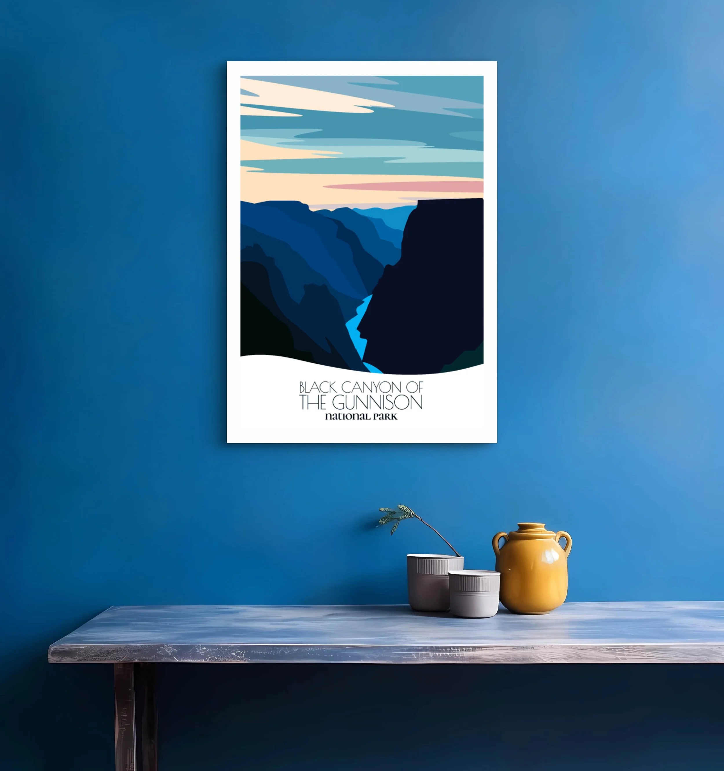 Bedroom print of Black Canyon of the Gunnison with calming minimalist composition for Colorad homes.