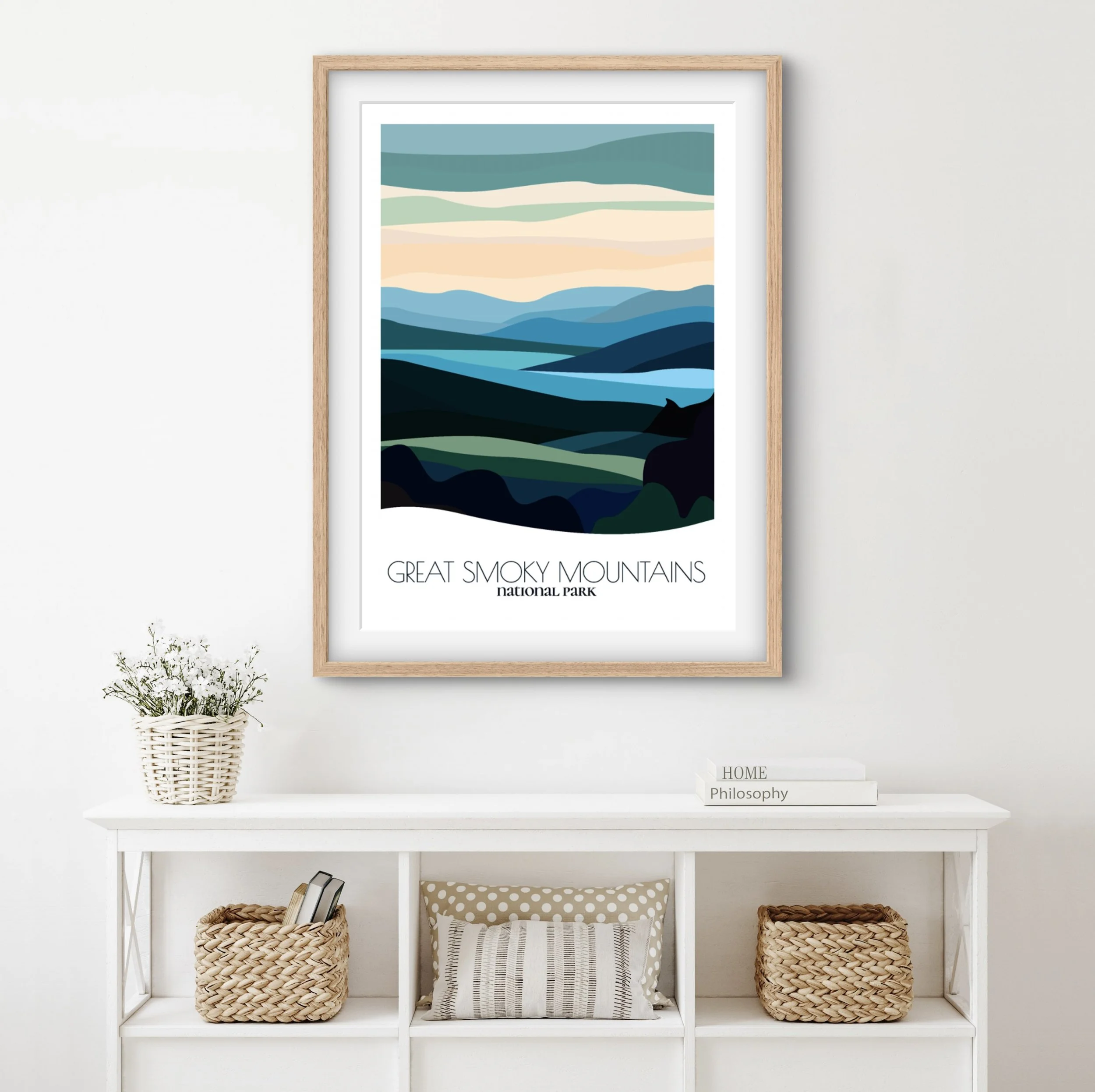 Home decor poster of Great Smoky Mountains National Park, premium print quality for stylish Tennessee and North Carolina interiors.