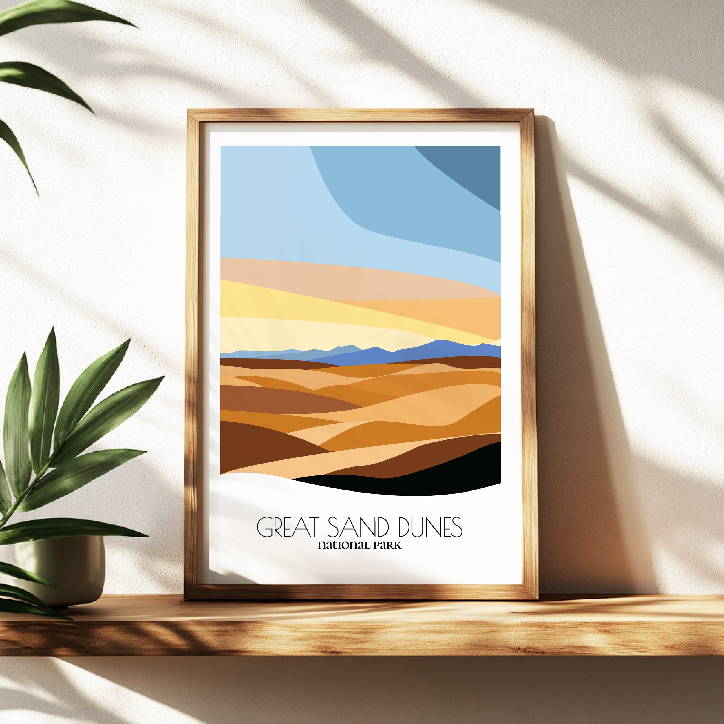 Wall art print of Great Sand Dunes National Park and Preserve for interior decor; high quality print in Colorado.