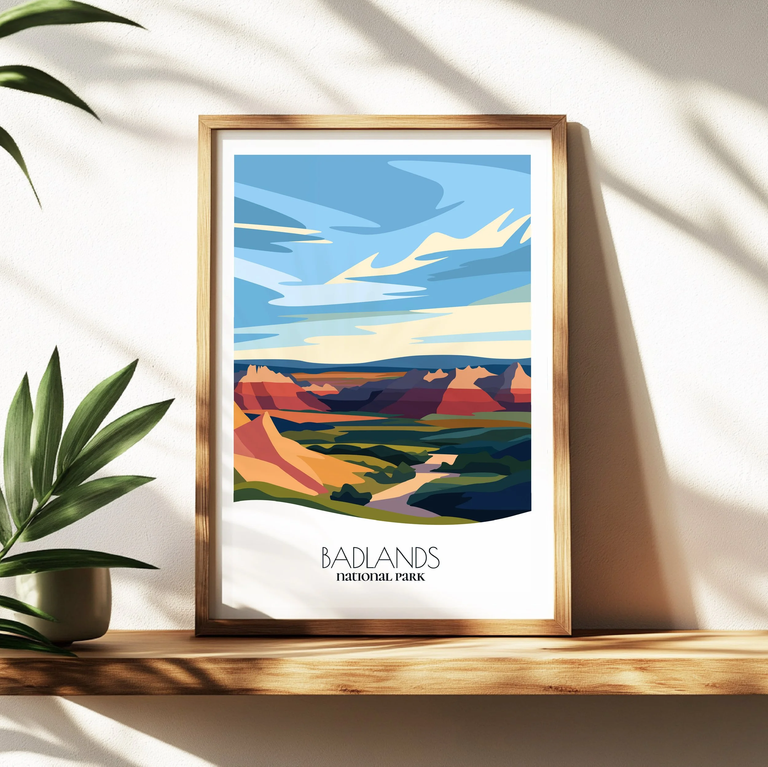 Wall art print of Badlands for interior decor; high quality print in South Dakota.