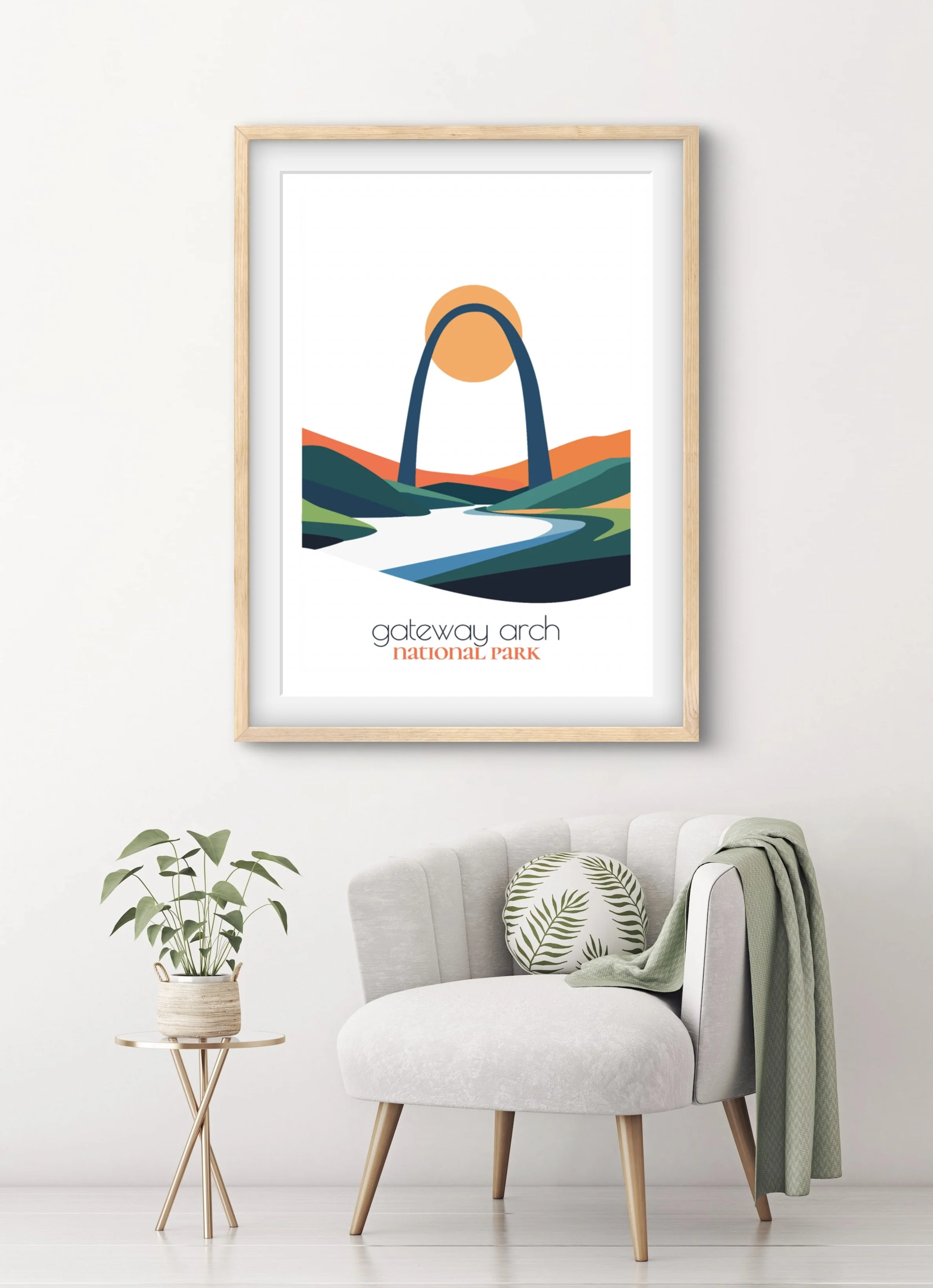Original Gateway Arch national park poster from the ReTravell studio collection