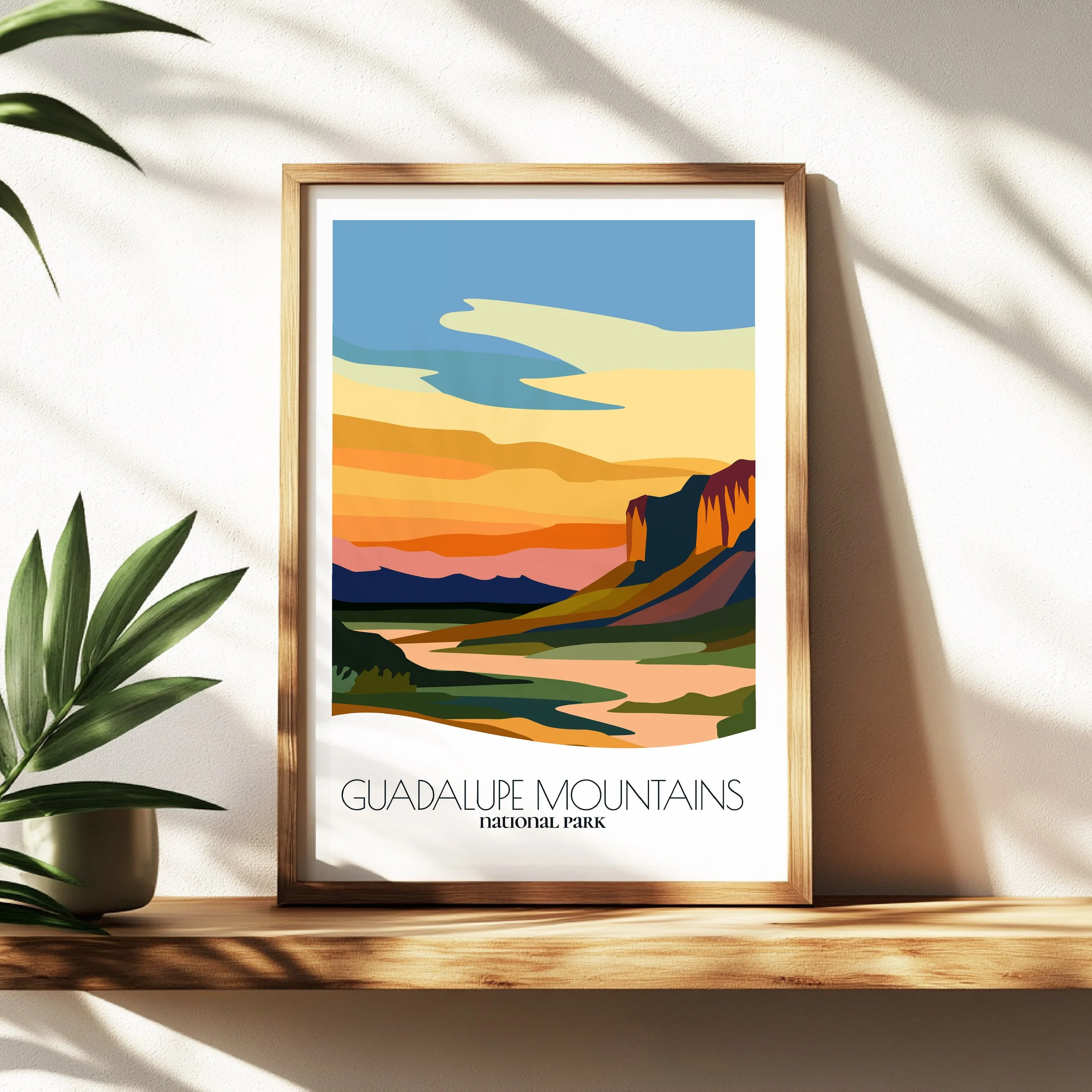 Wall art print of Guadalupe Mountains National Park for interior decor; high quality print in Texas.