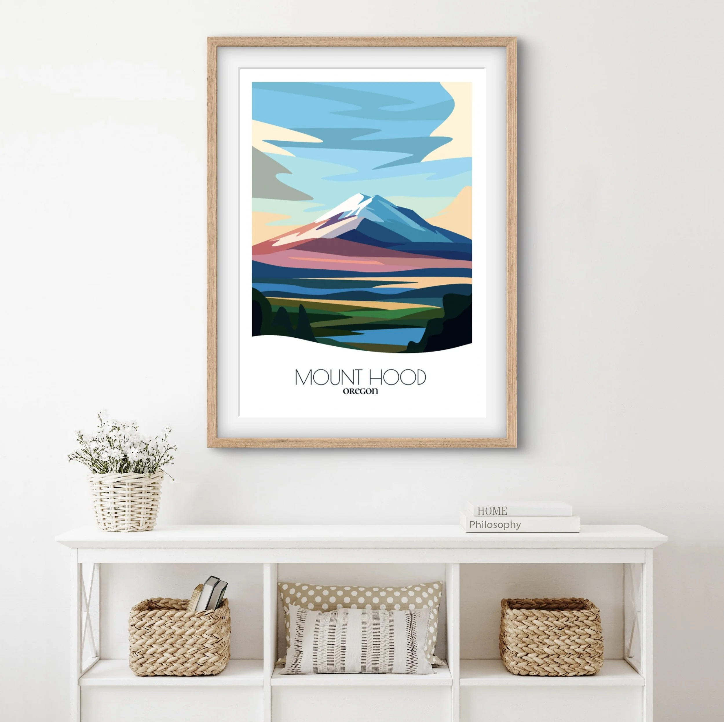 Home decor poster of Mount Hood National Forest, premium print quality for stylish Oregon interiors.