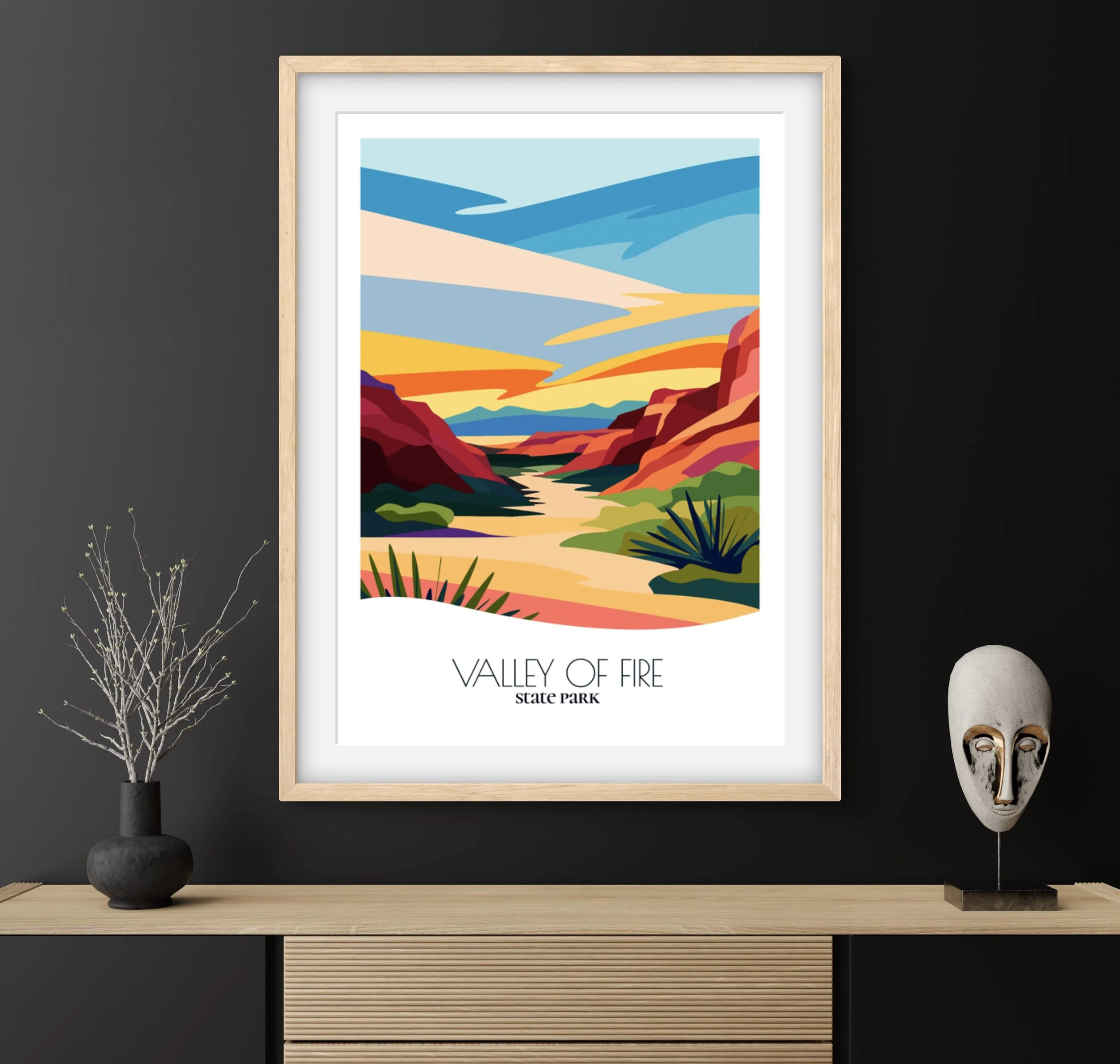 Travel gift idea: framed poster of Valley of Fire State Park, ideal for adventure lovers.