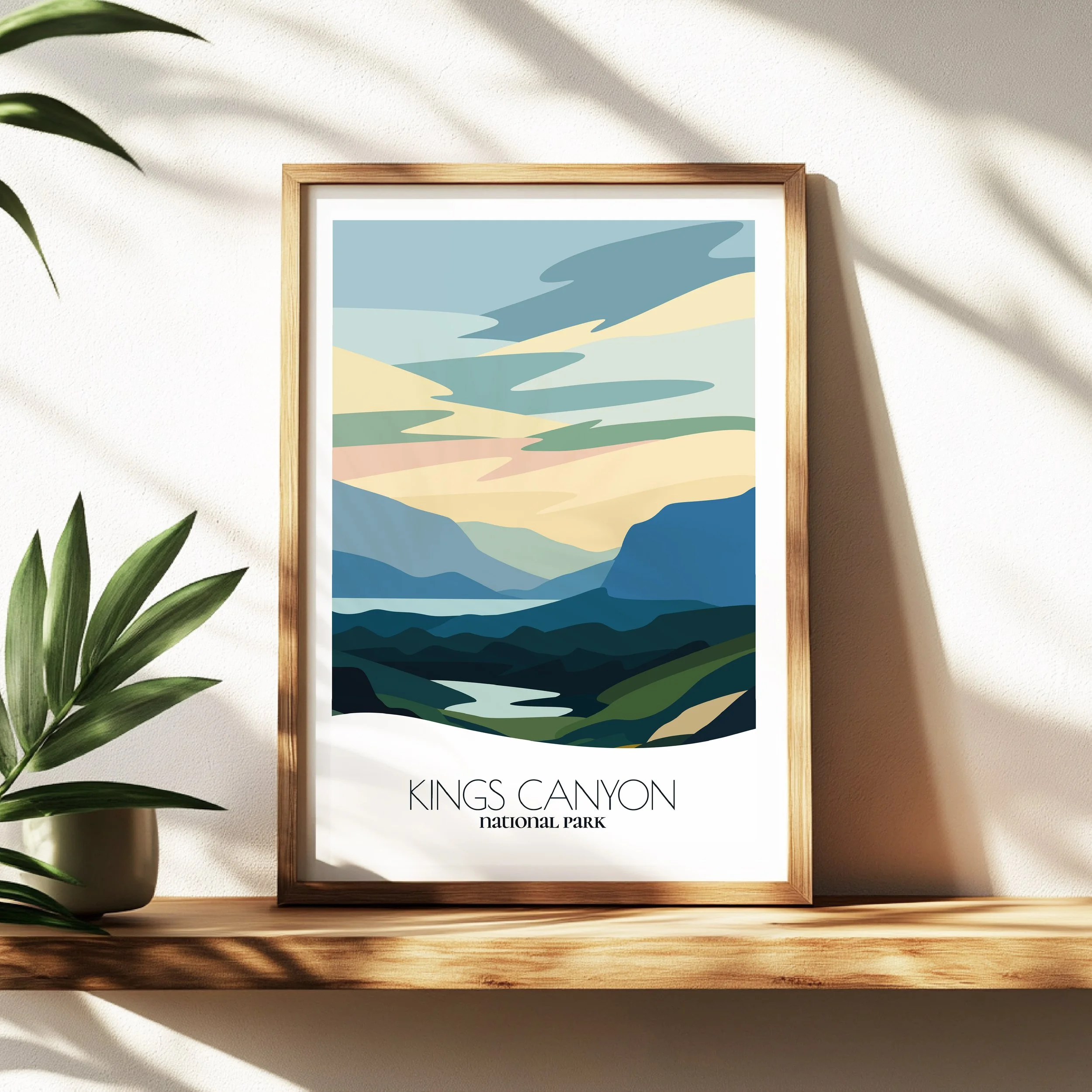 Wall art print of Kings Canyon National Park for interior decor; high quality print in California.