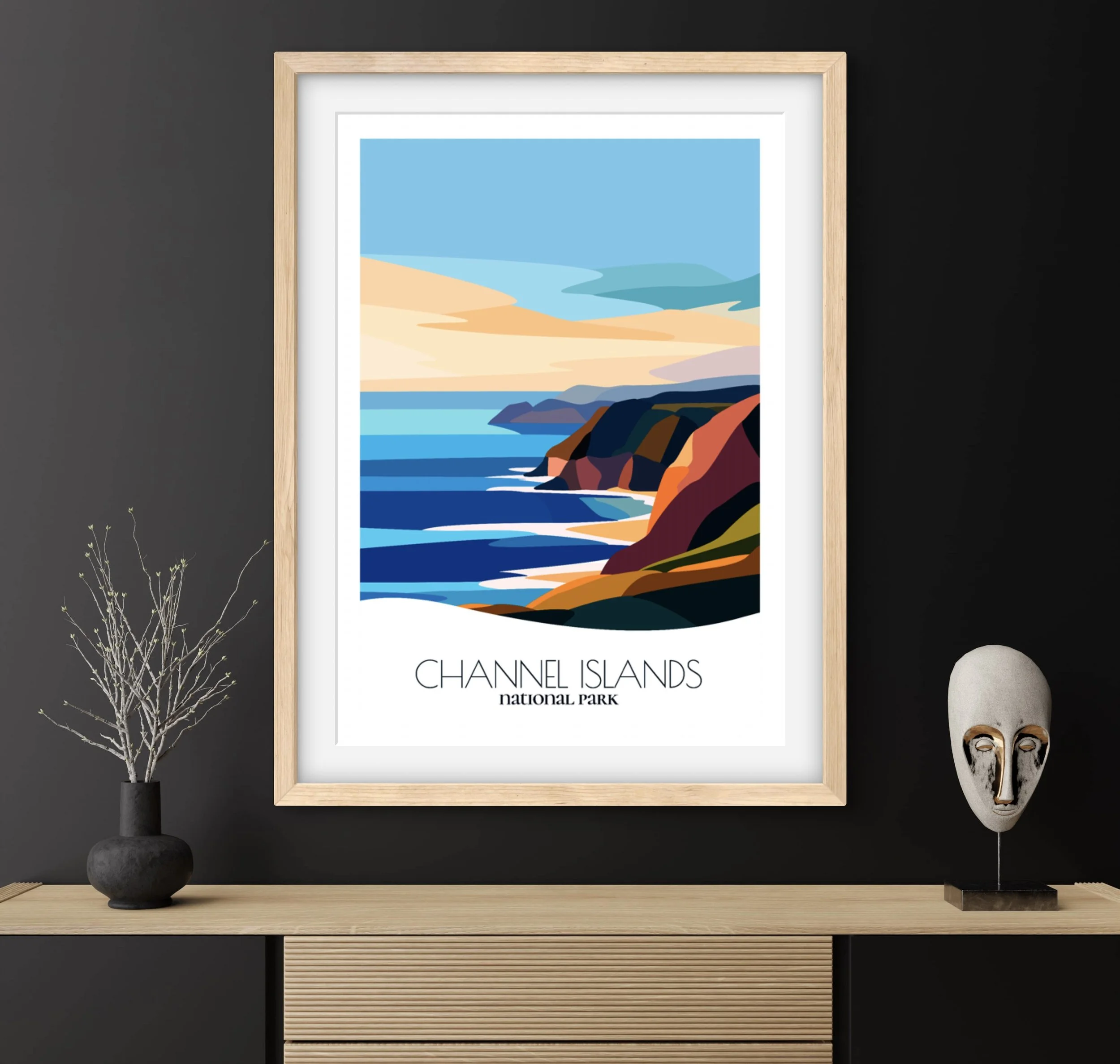 Travel gift idea: framed poster of Channel Islands National Park, ideal for adventure lovers.