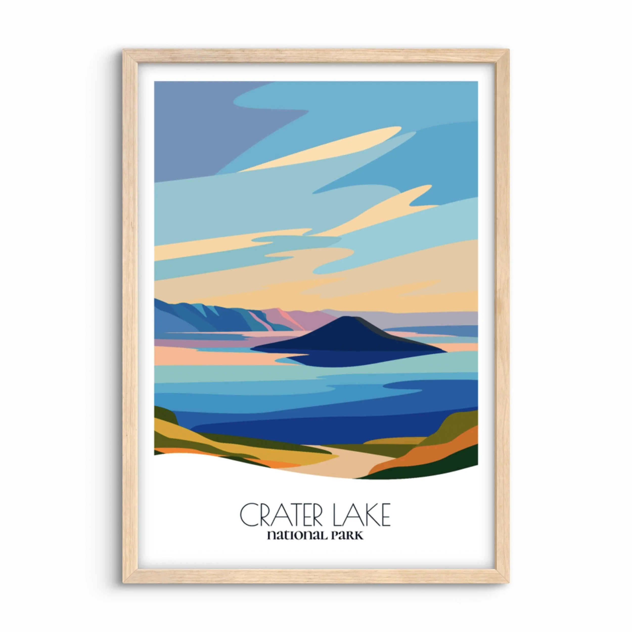 Crater Lake National Park Poster: Bold Abstract Art