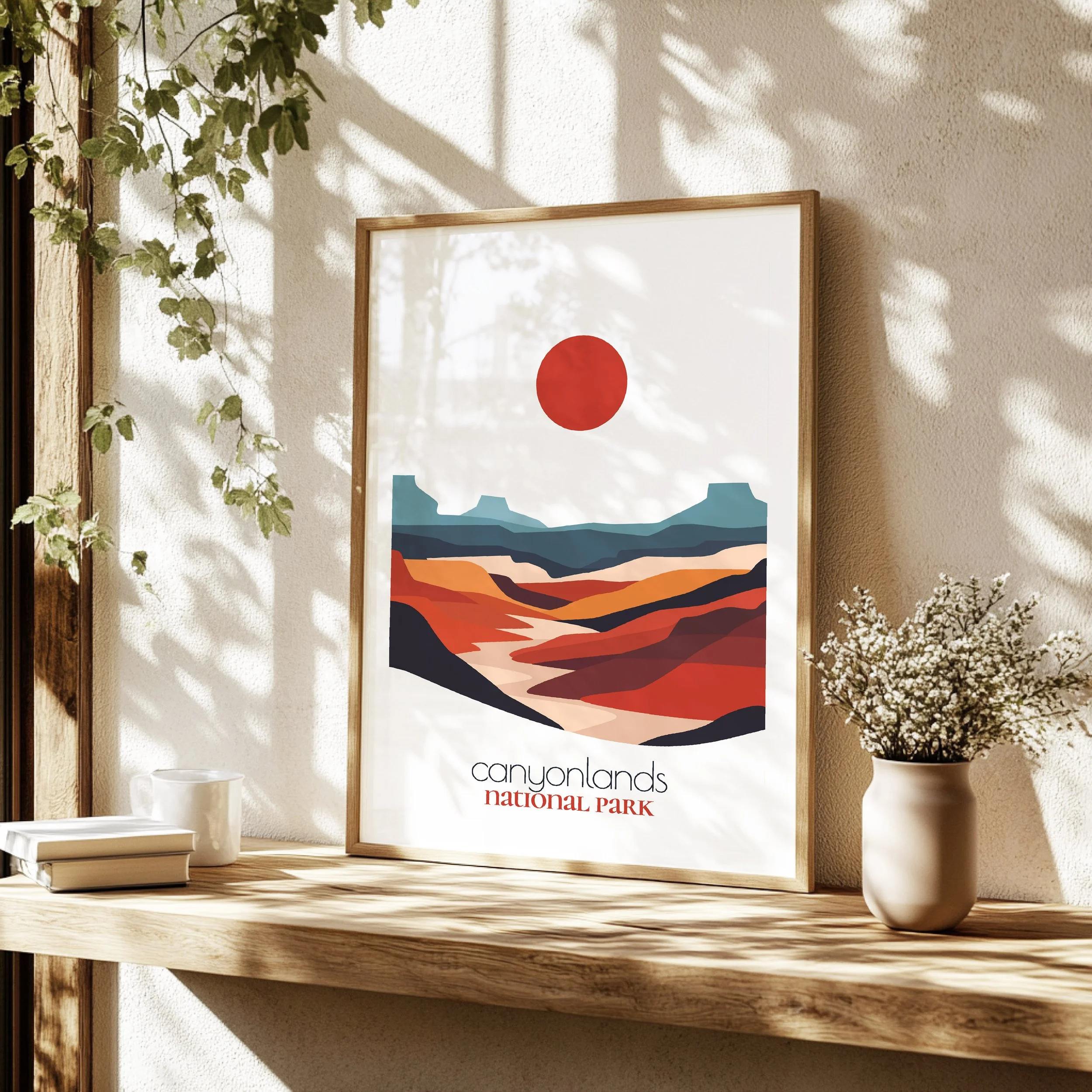 Detailed view of Canyonlands travel print - minimalist flat abstract print quality