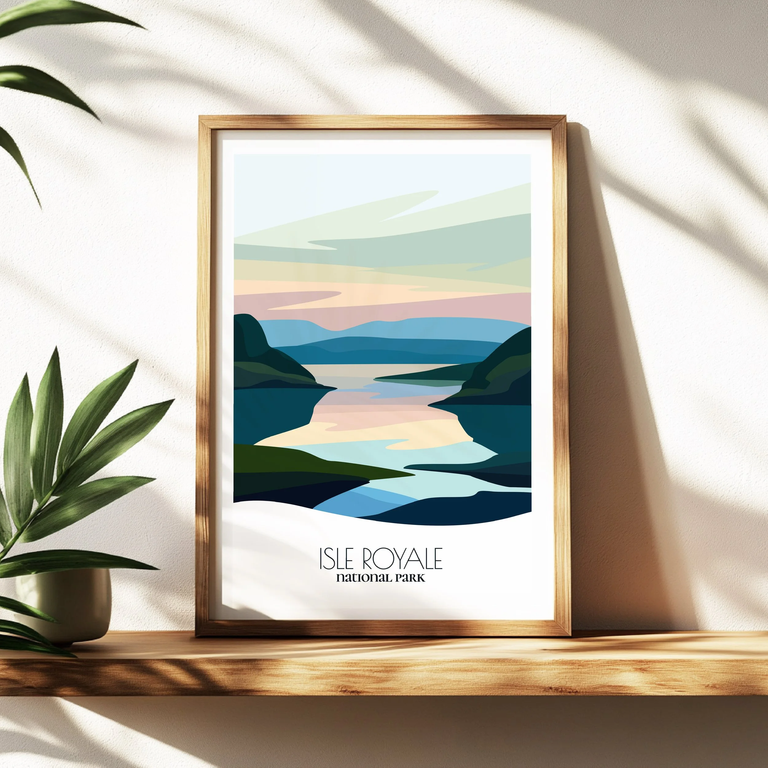 Wall art print of Isle Royale National Park for interior decor; high quality print in Michigan.