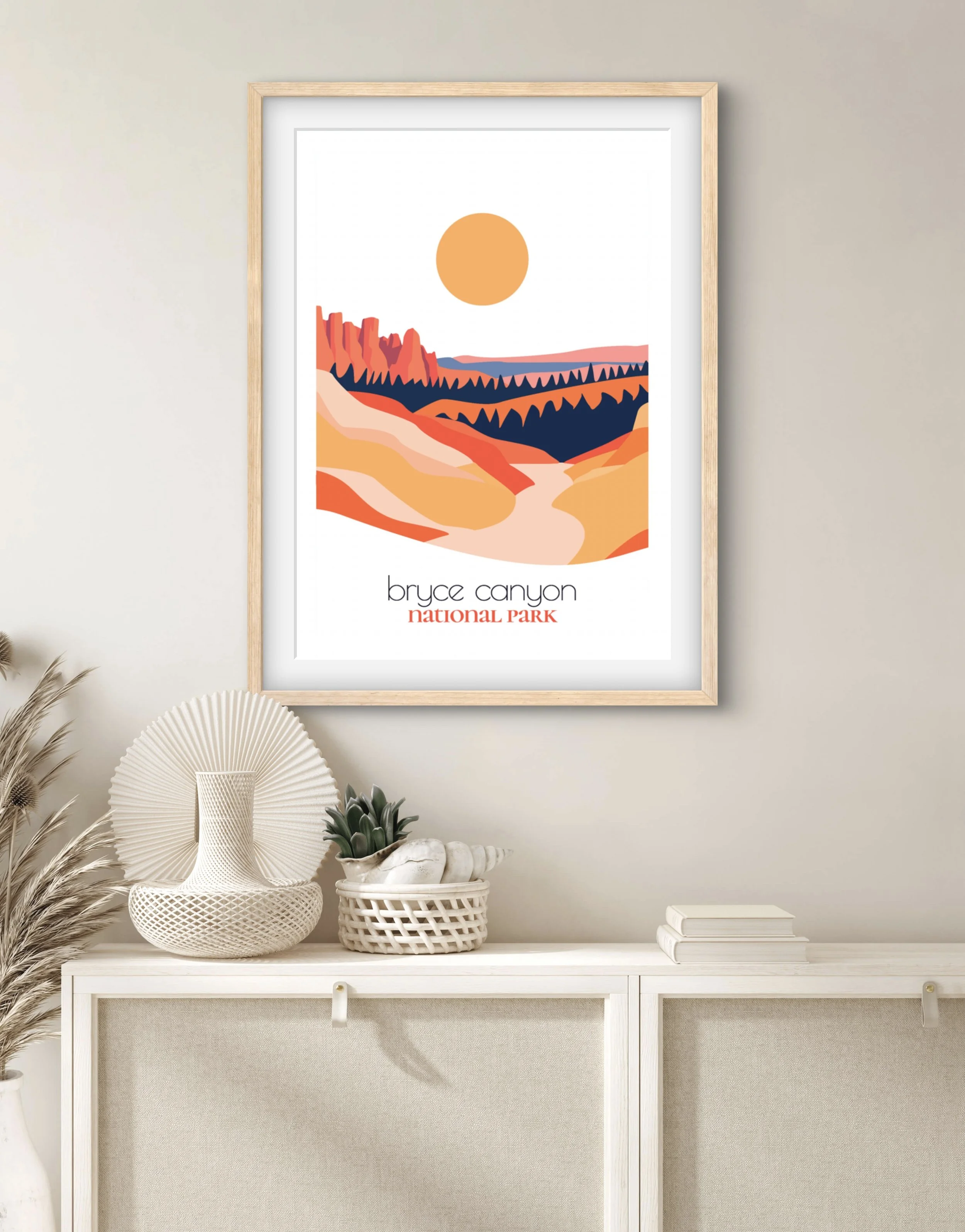 Size guide for Bryce Canyon national park posters and minimalist travel prints