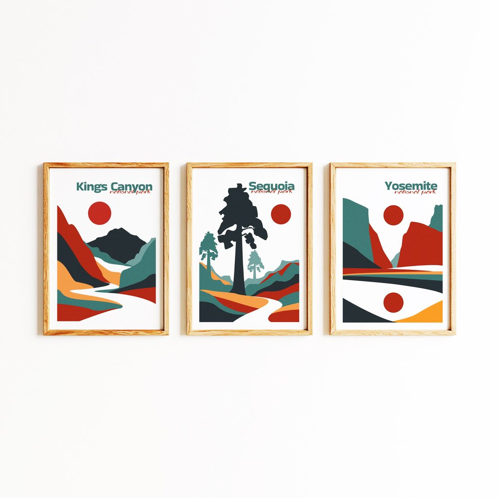 Set of 3 California National Park Posters — Buy 3 Pay for 2 | Boho Wall Art