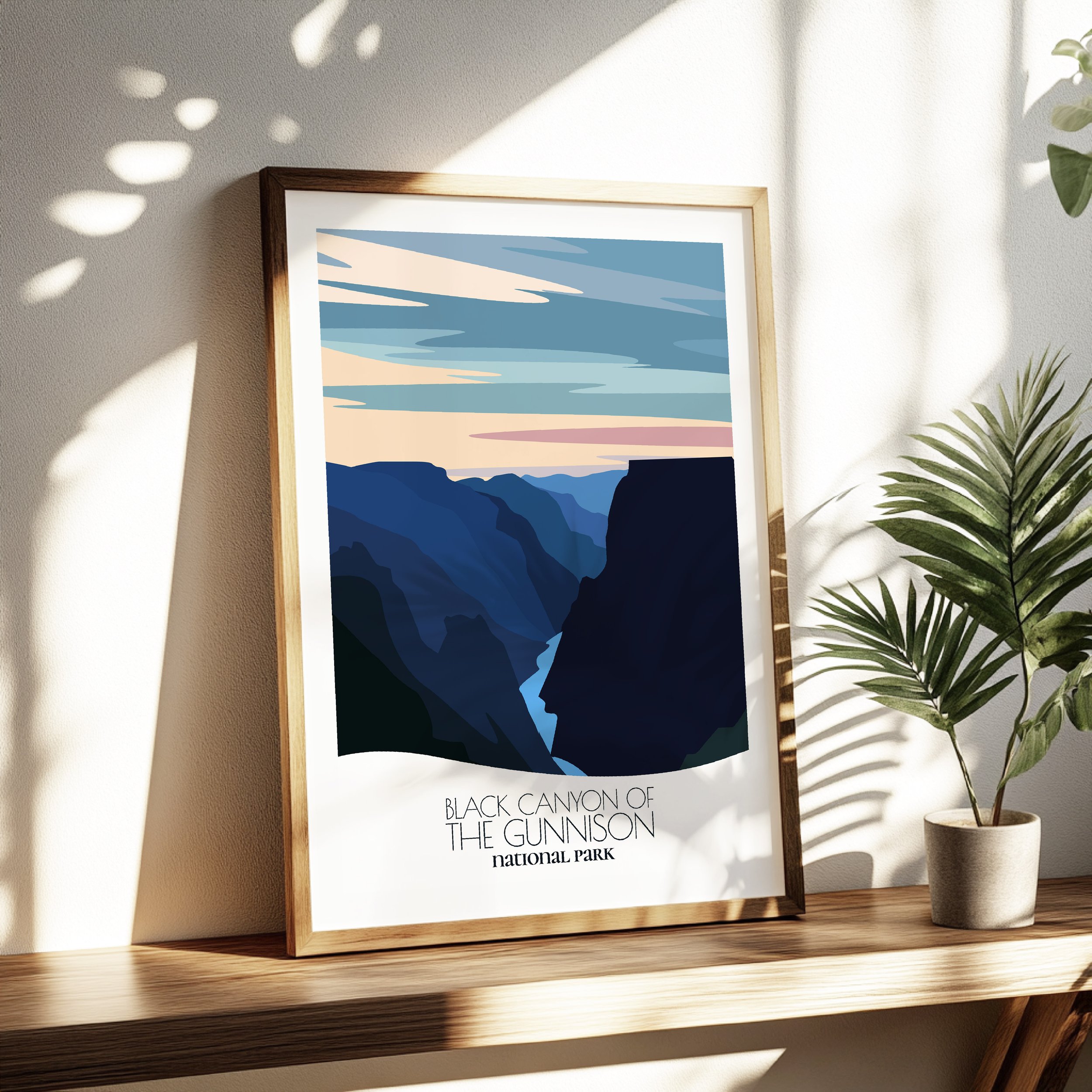 Living room wall decor featuring Black Canyon of the Gunnison in neutral tones for modern interiors.