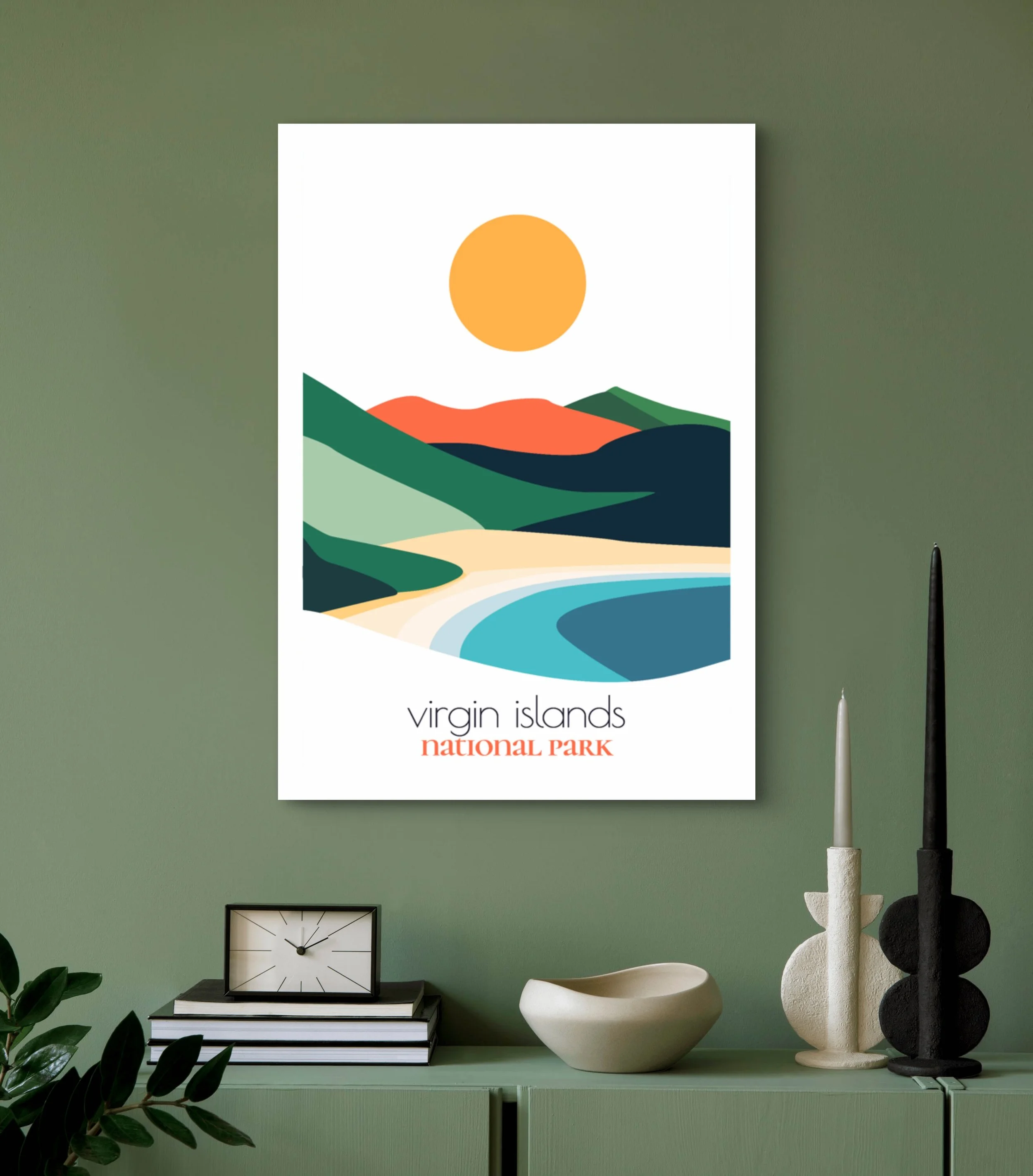 Size guide for virgin islands national park posters and minimalist travel prints