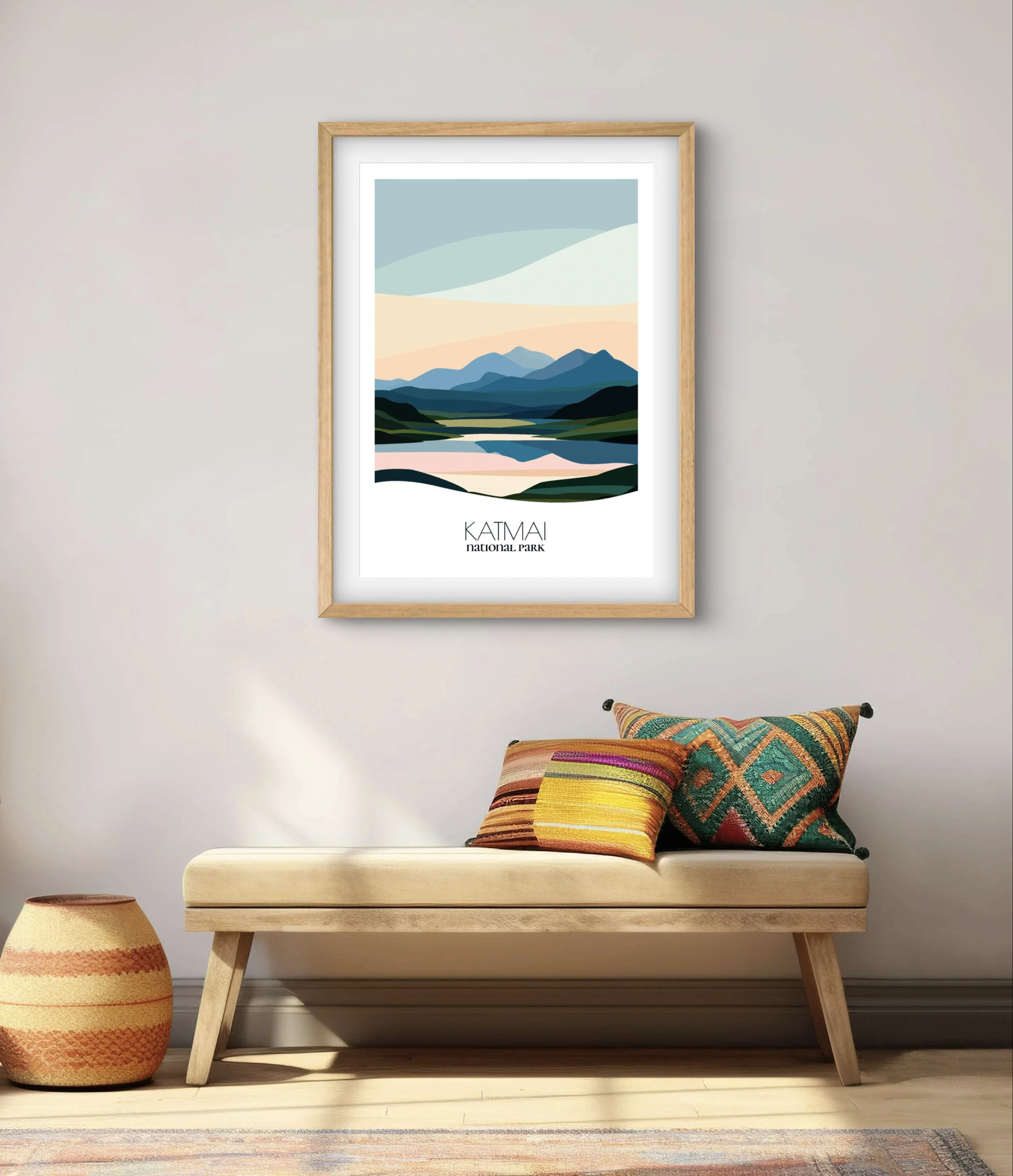 Home decor poster of Katmai National Park, premium print quality for stylish Alaska interiors.