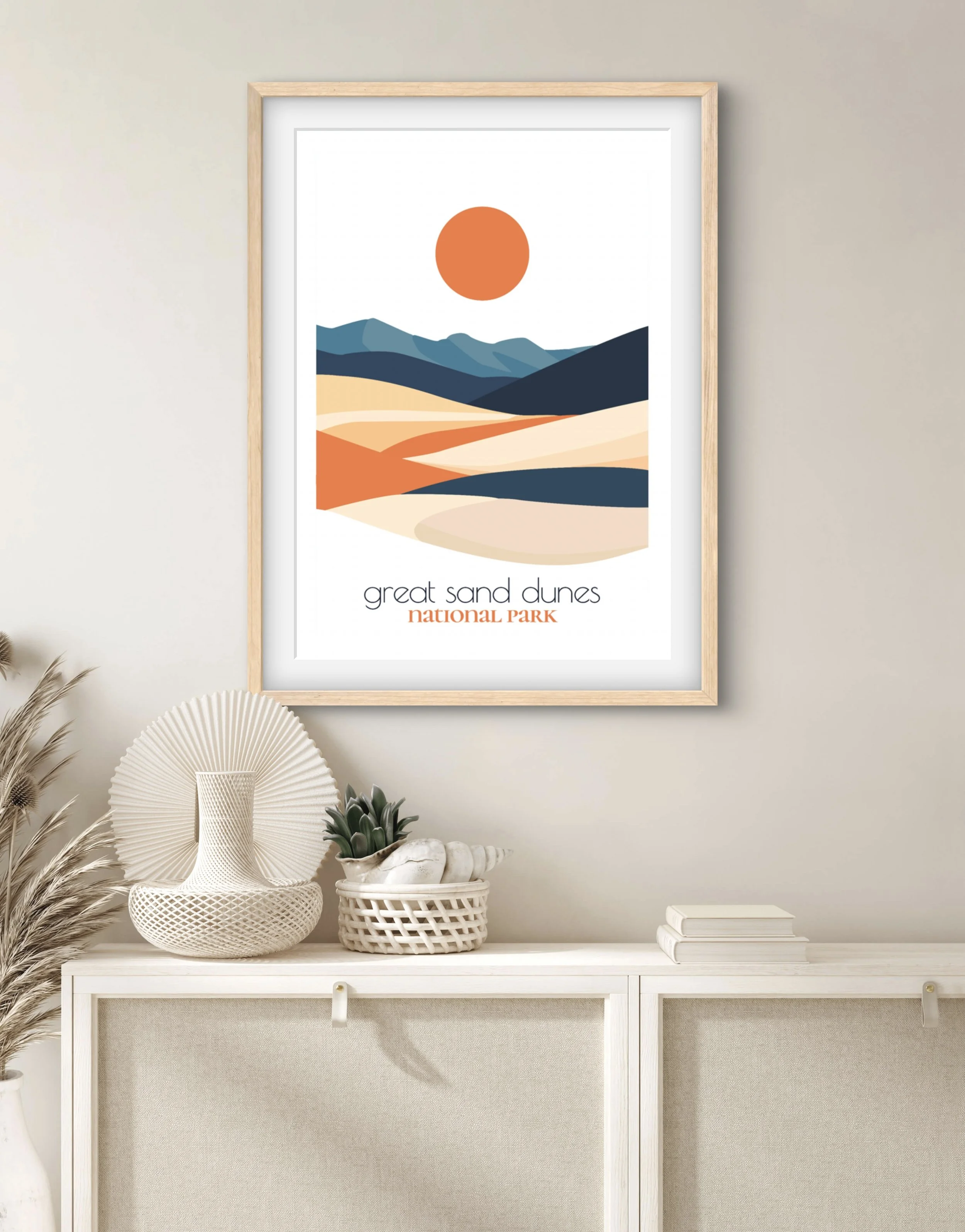 Size guide for great sand dunes national park posters and minimalist travel prints