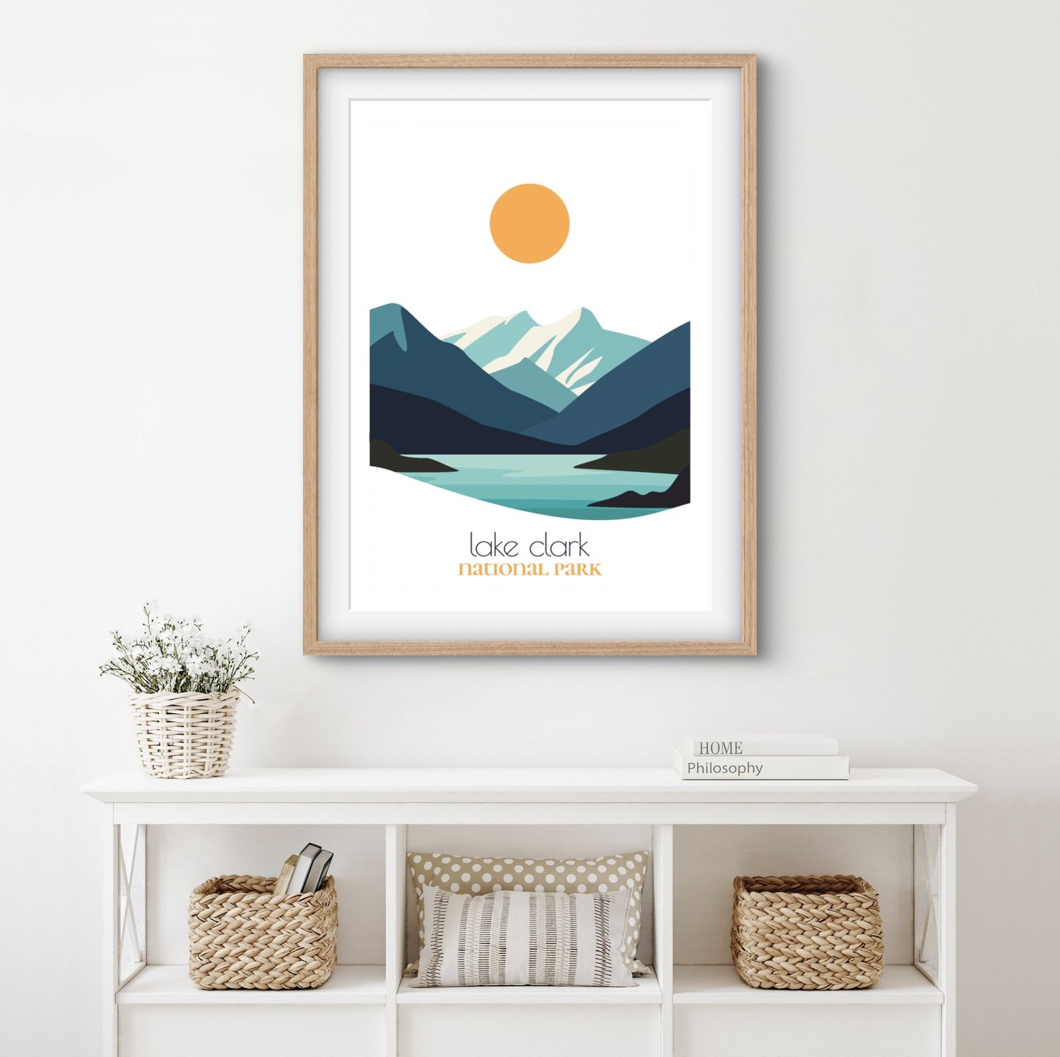 Lake Clark High Quality Poster Print – National Park, Minimal Modern