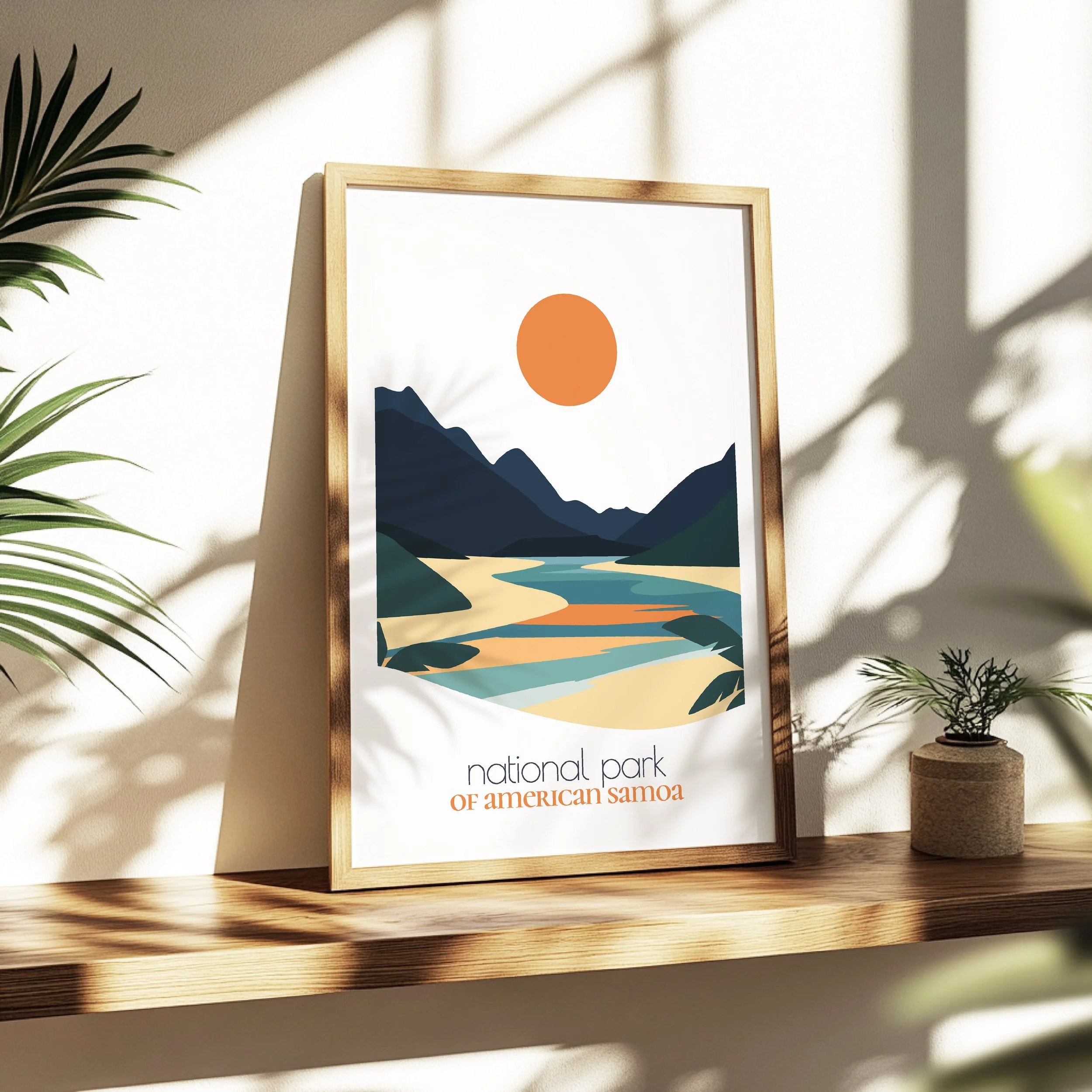 american samoa national park print - soothing minimalist nature wall art for bedroom