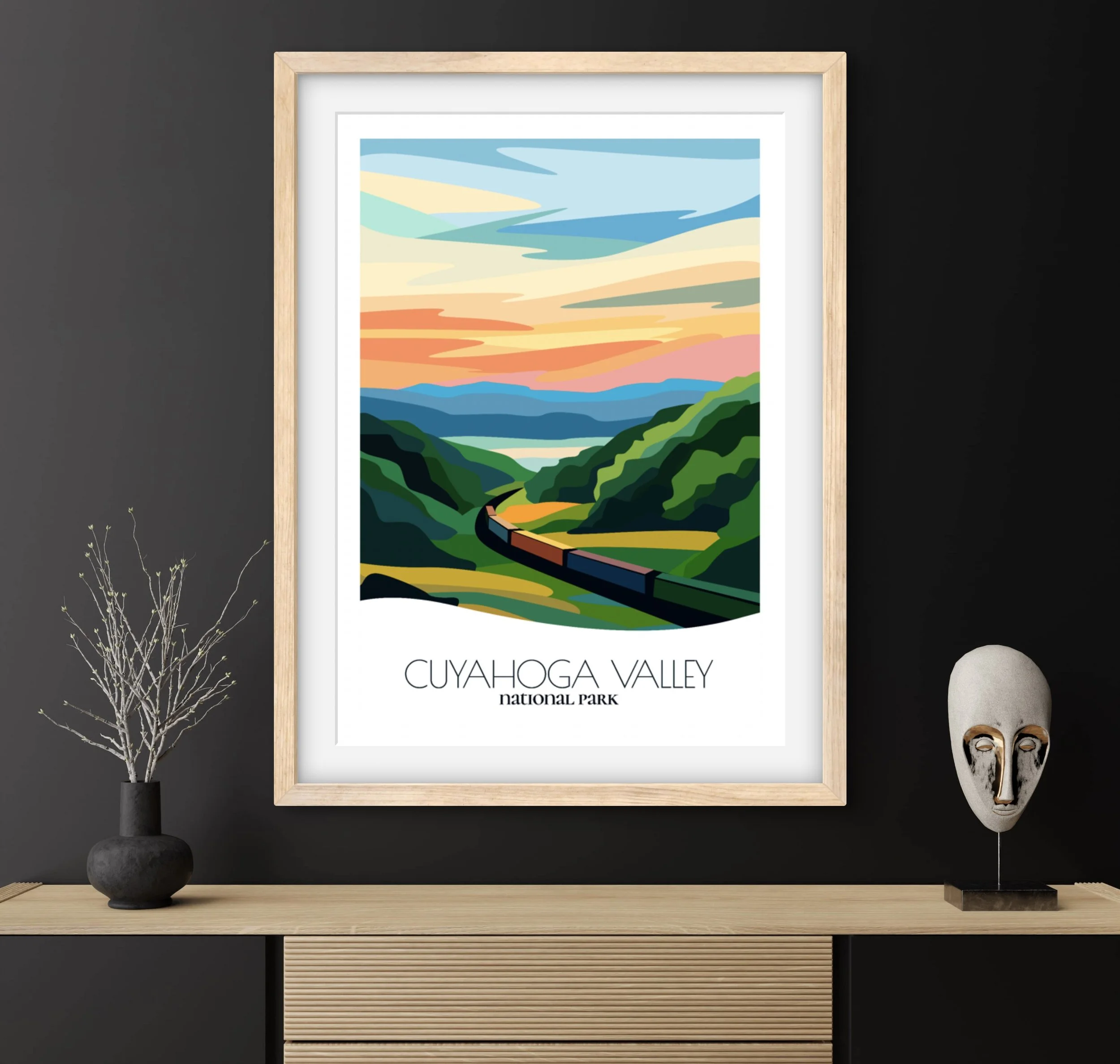Travel gift idea: framed poster of Cuyahoga Valley National Park, ideal for adventure lovers.