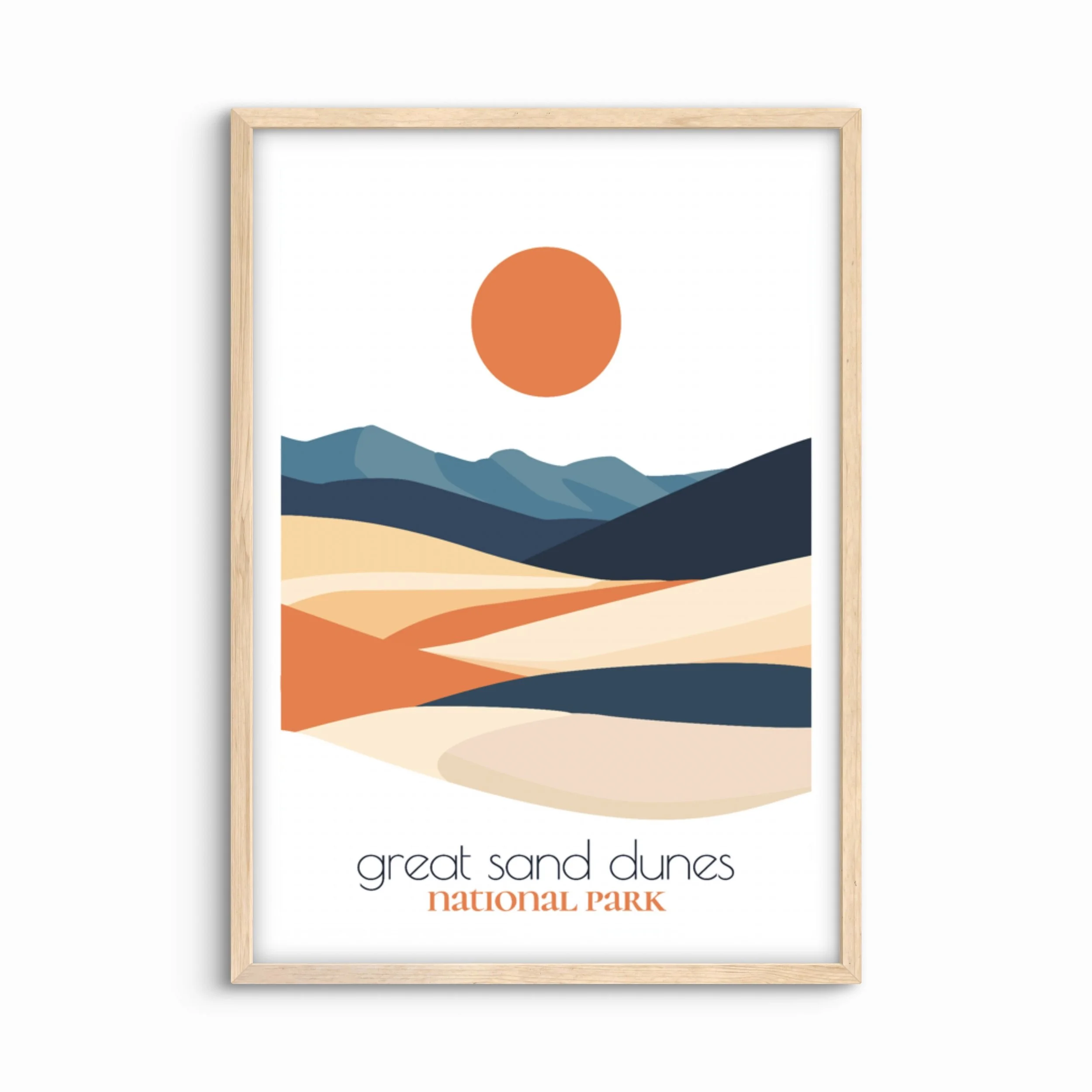 Minimalist great sand dunes national park poster - modern travel wall art