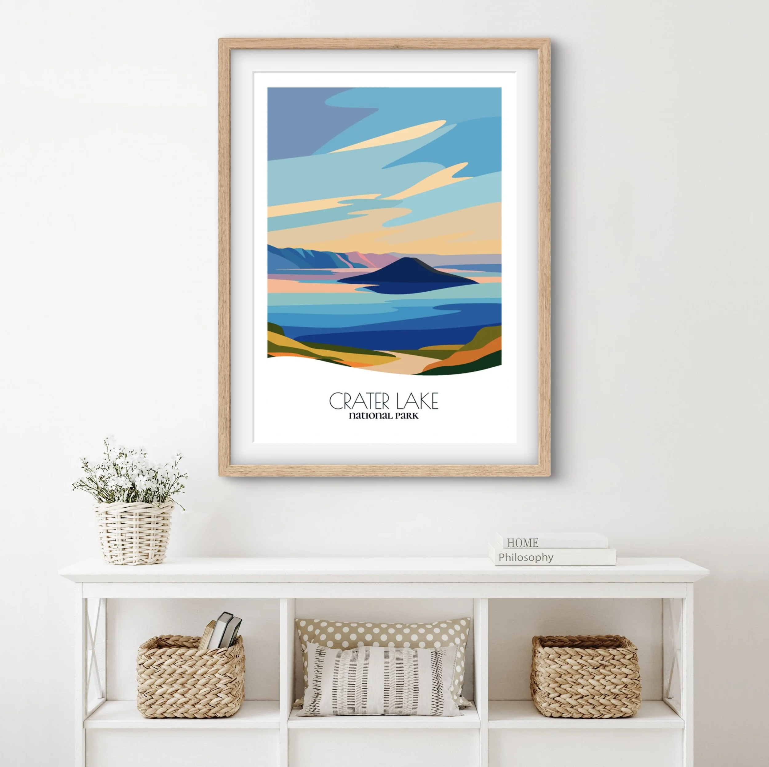 Home decor poster of Crater Lake National Park, premium print quality for stylish Southern Oregon interiors.