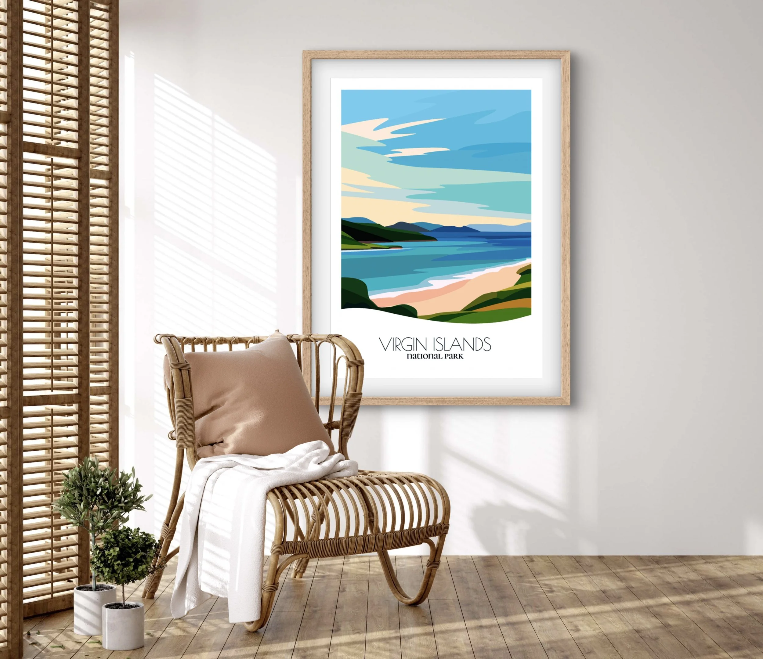 Retravell minimalist poster of Virgin Islands National Park, branded travel art for collectors and fans.
