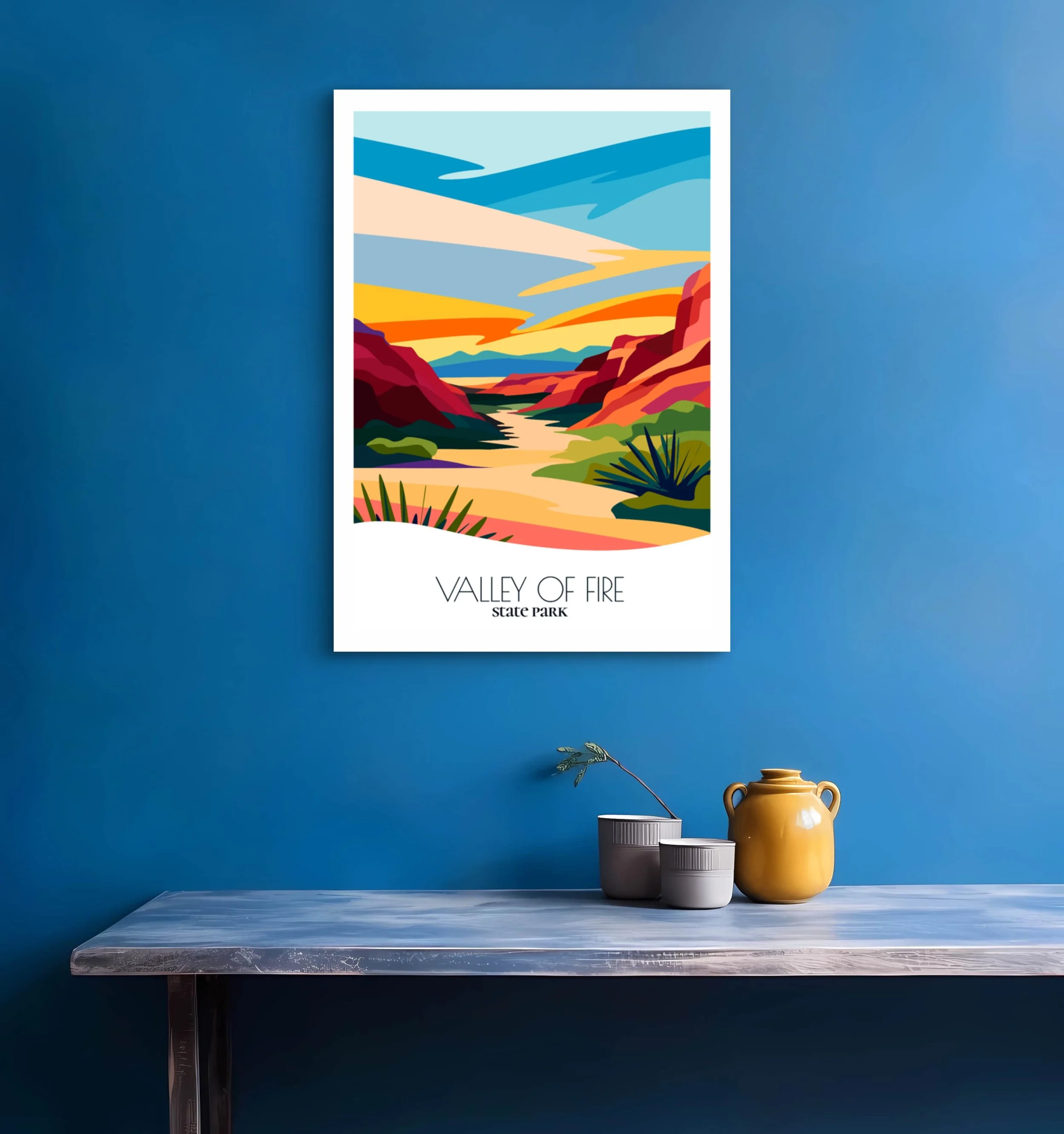 Bedroom print of Valley of Fire State Park with calming minimalist composition for Nevada homes.