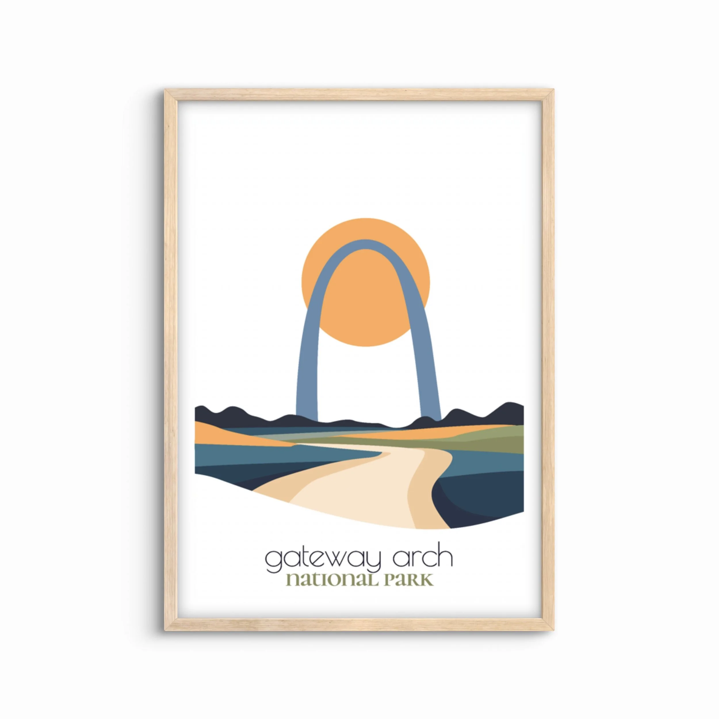 Minimalist Gateway Arch national park poster - modern travel wall art