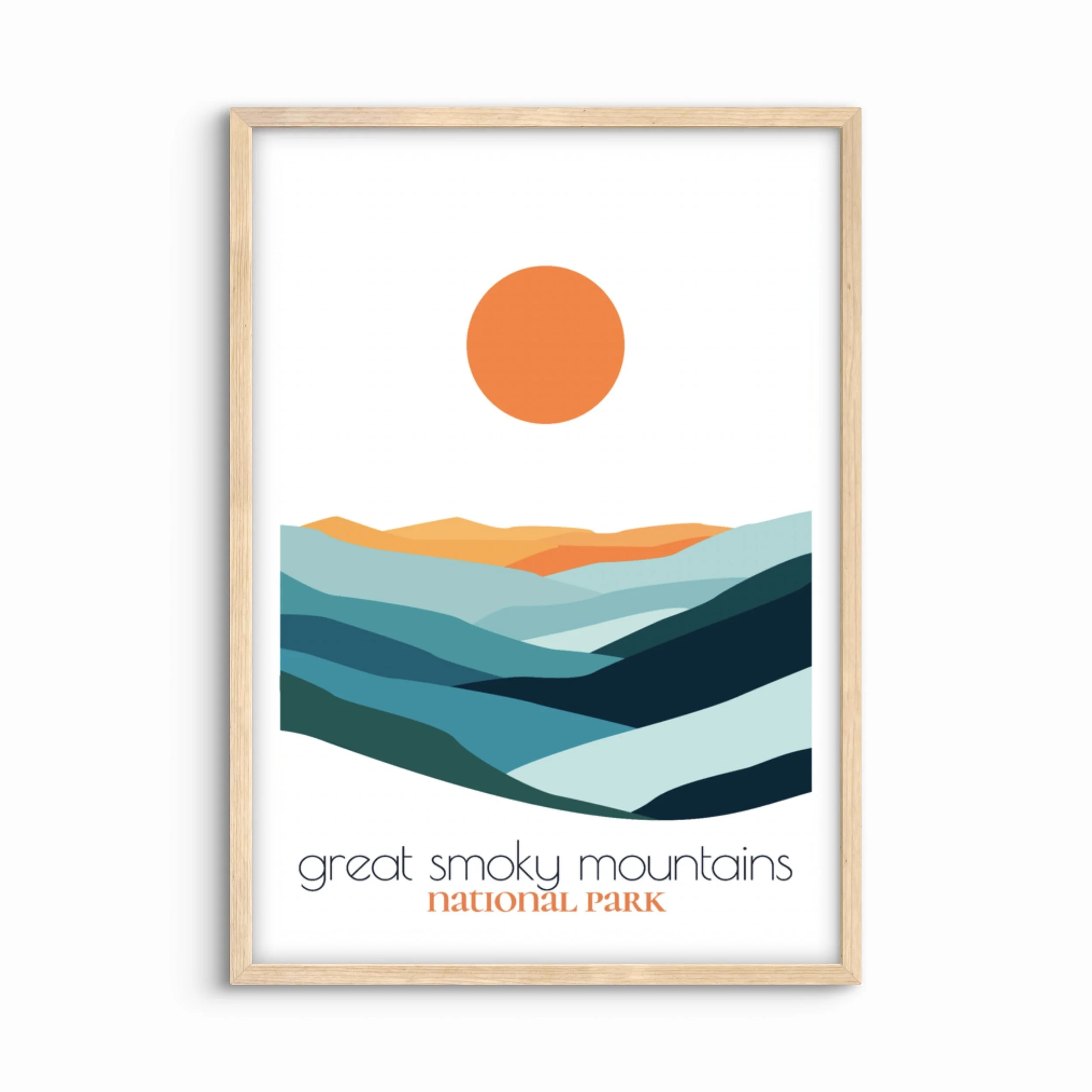 Minimalist great smoky mountains national park poster - modern travel wall art