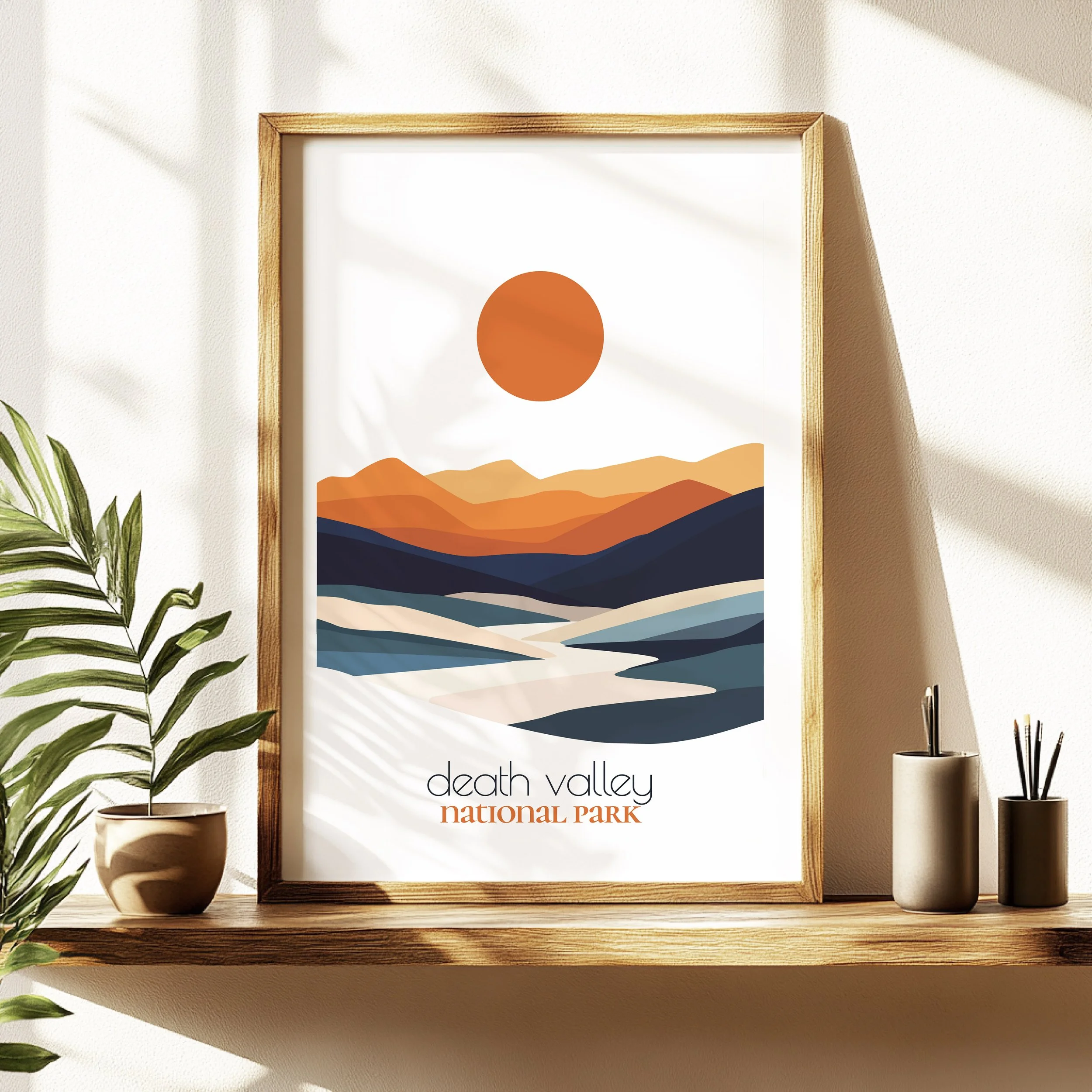 Death Valley travel poster in a minimalist living room design