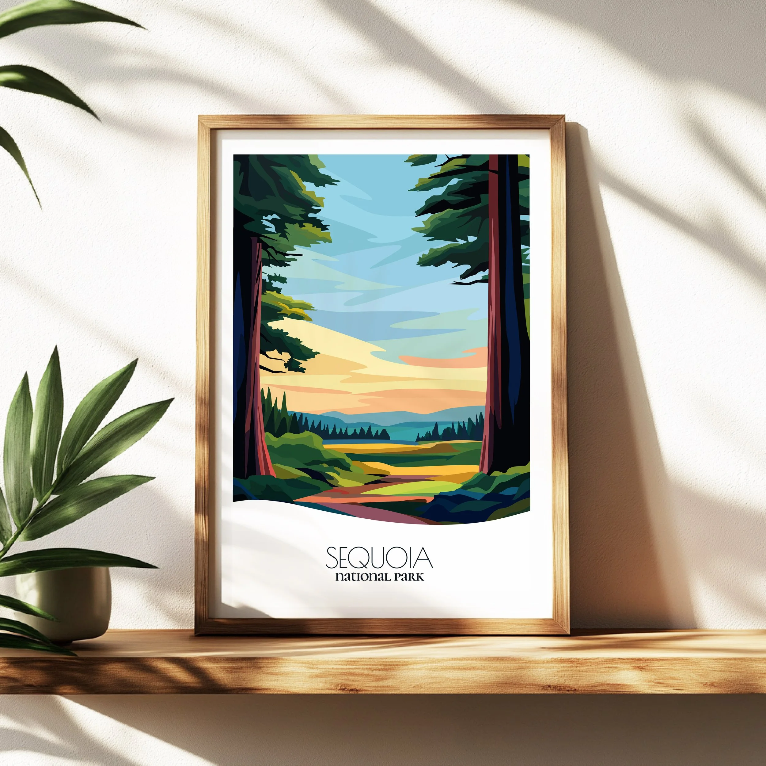 Wall art print of Sequoia for interior decor; high quality print in California.