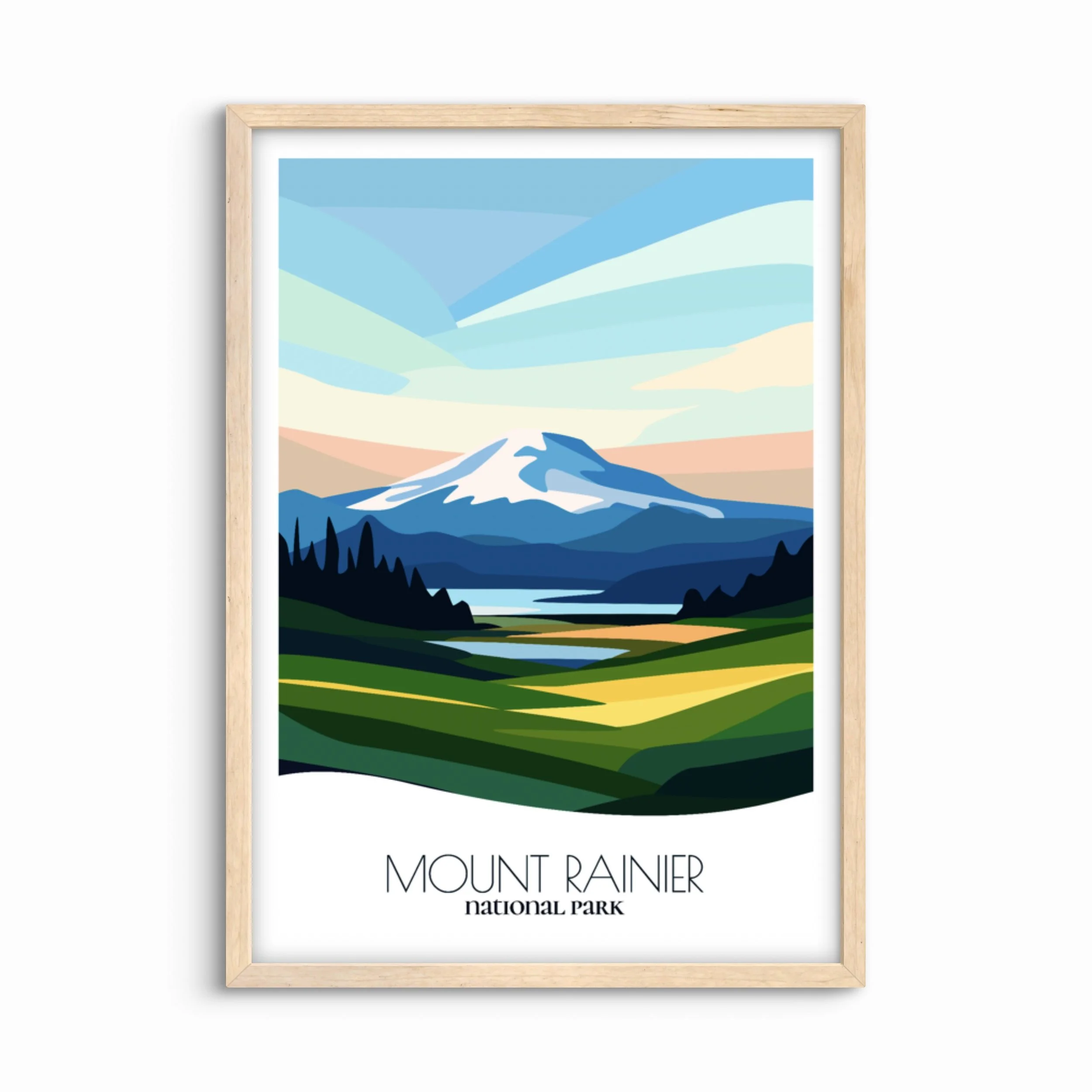 Mount Rainier National Park Wall Art: Bold Minimalist Decor