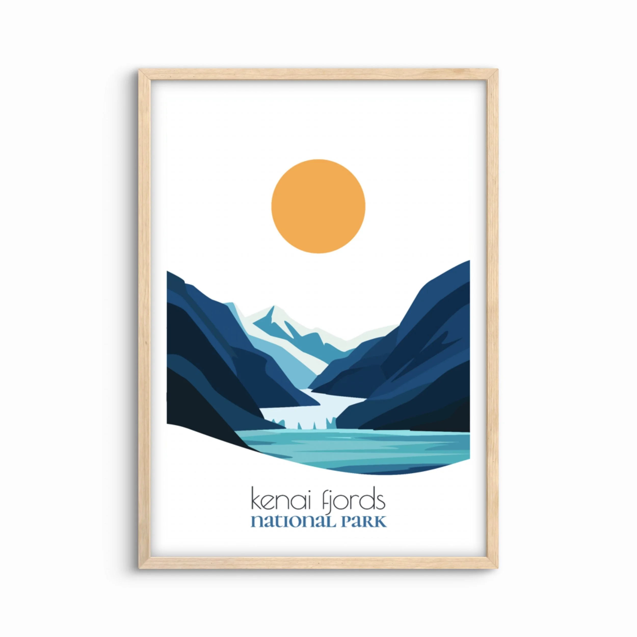 Minimalist kenai fjords national park poster - modern travel wall art