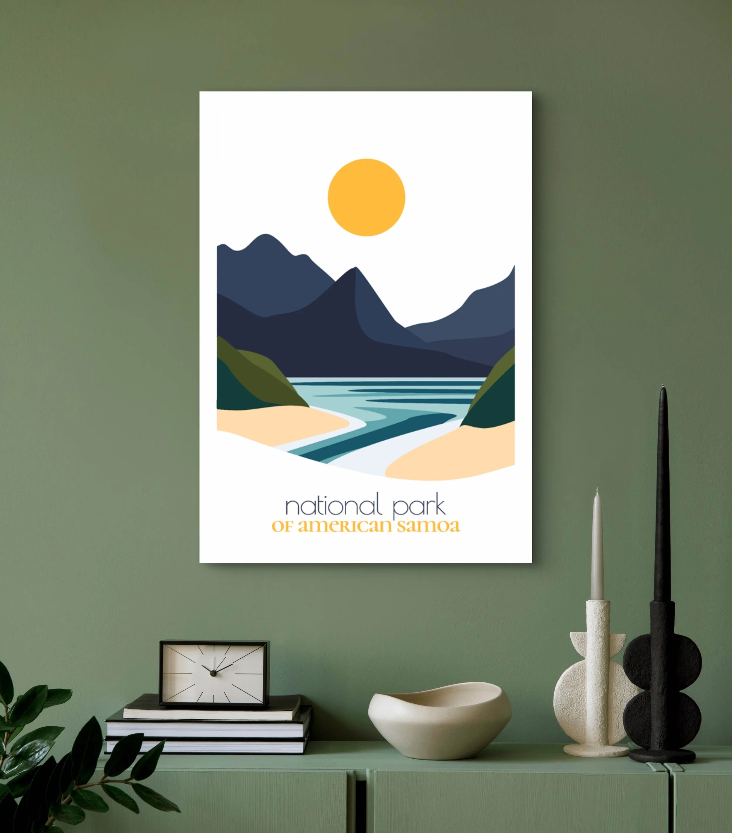 Modern american samoa travel print for minimalist home office decor