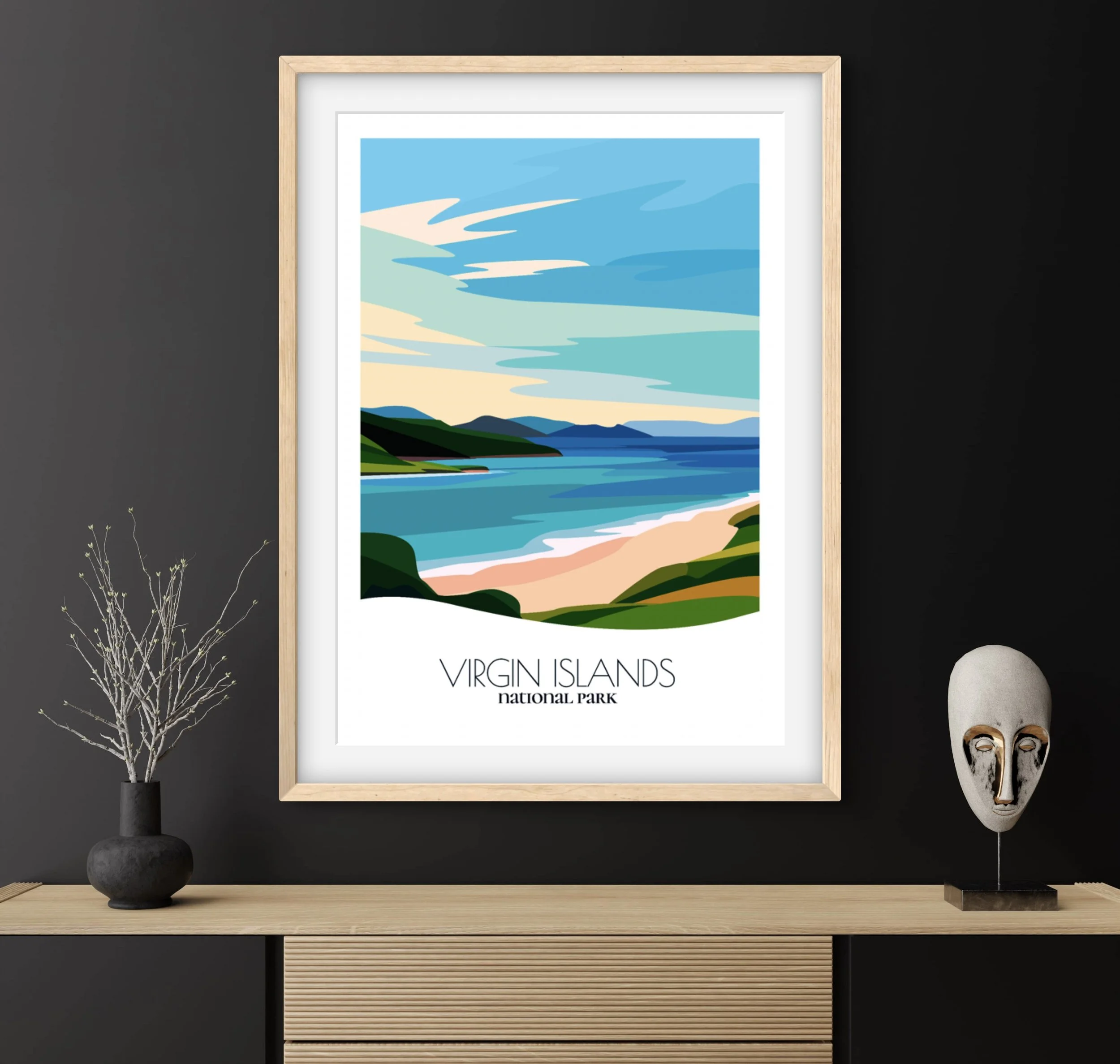 Travel gift idea: framed poster of Virgin Islands National Park, ideal for adventure lovers.