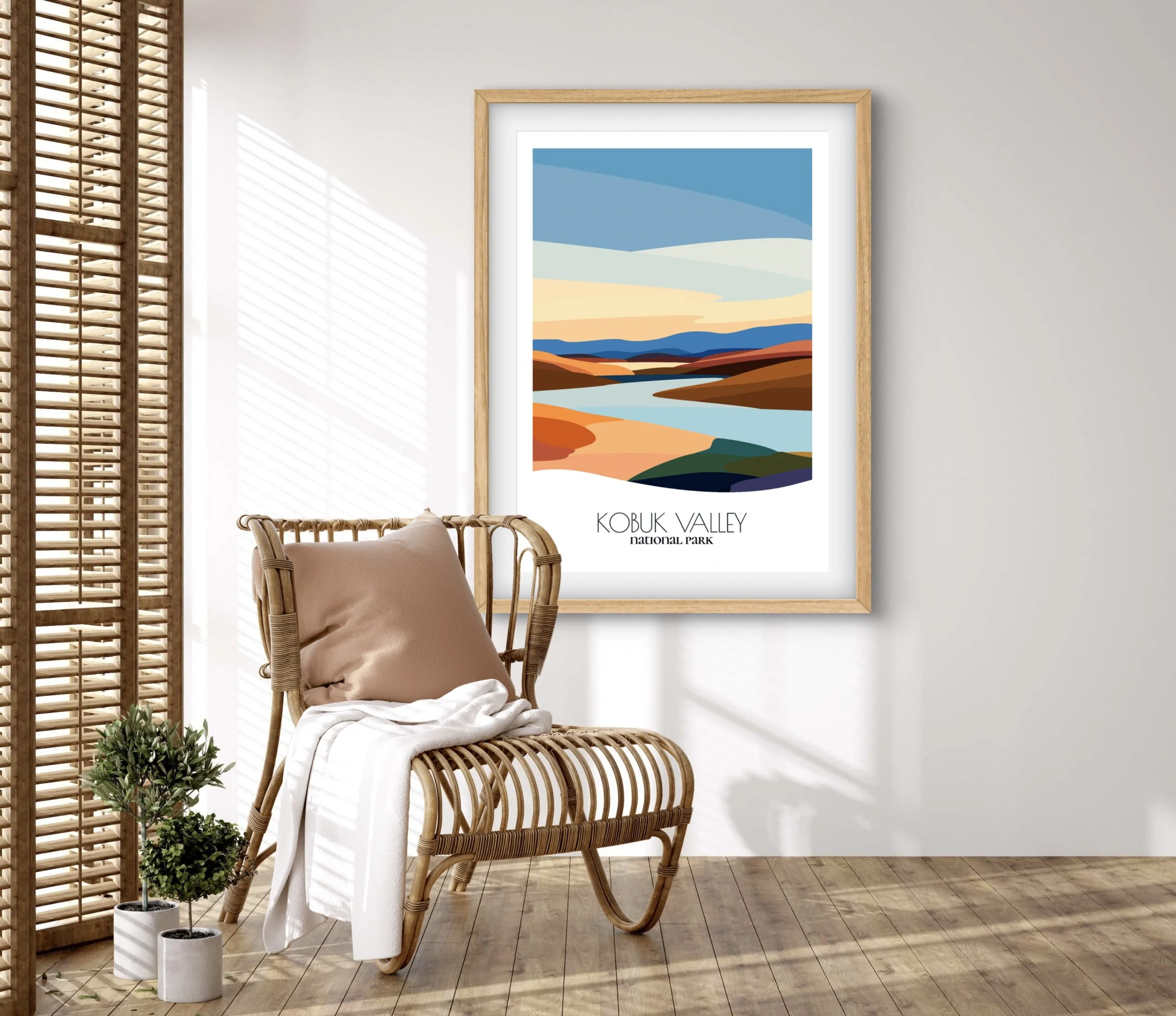 Retravell minimalist poster of Kobuk Valley National Park, branded travel art for collectors and fans.