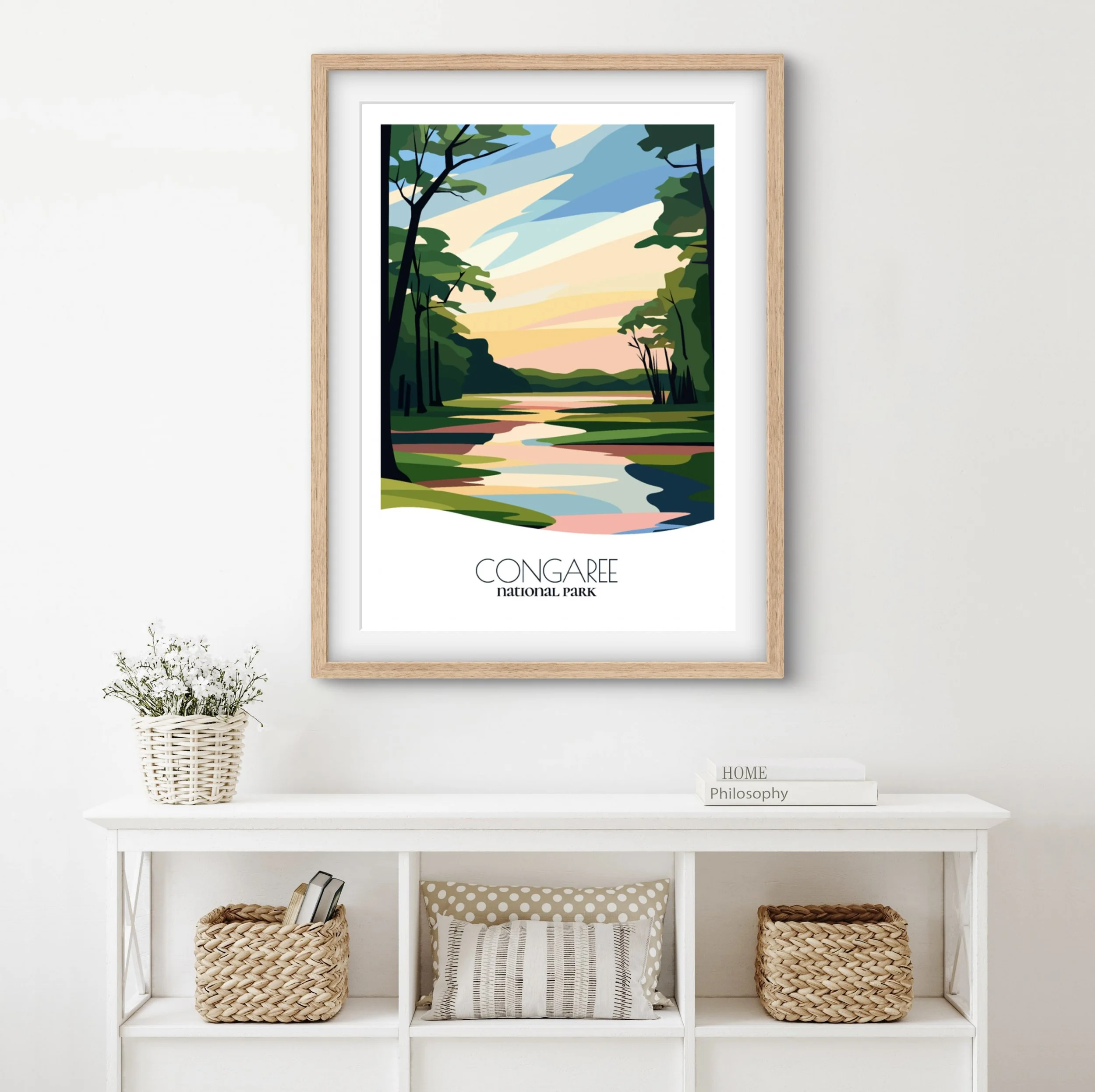 Home decor poster of Congaree National Park, premium print quality for stylish South Carolina interiors.