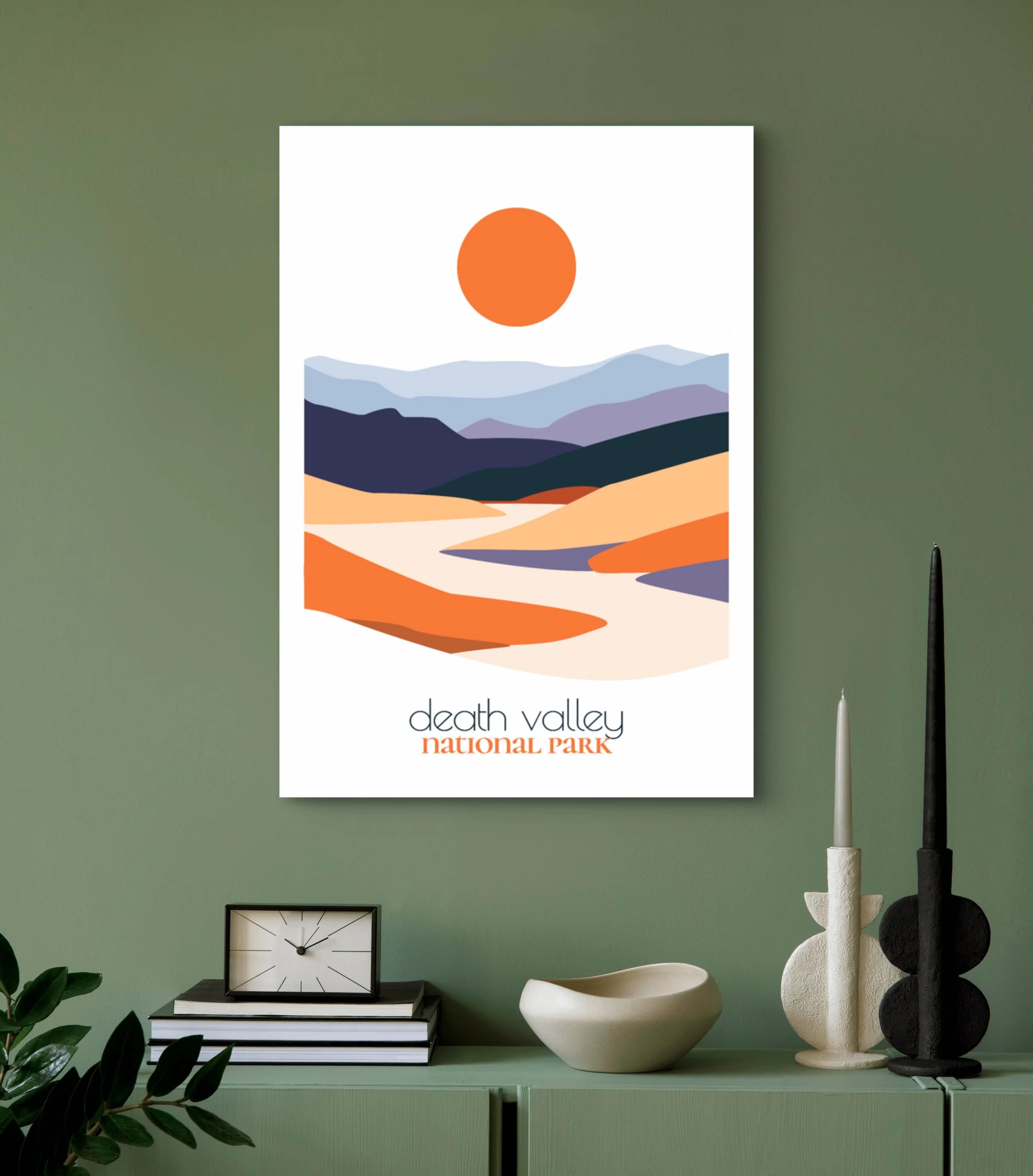 Modern Death Valley travel print for minimalist home office decor