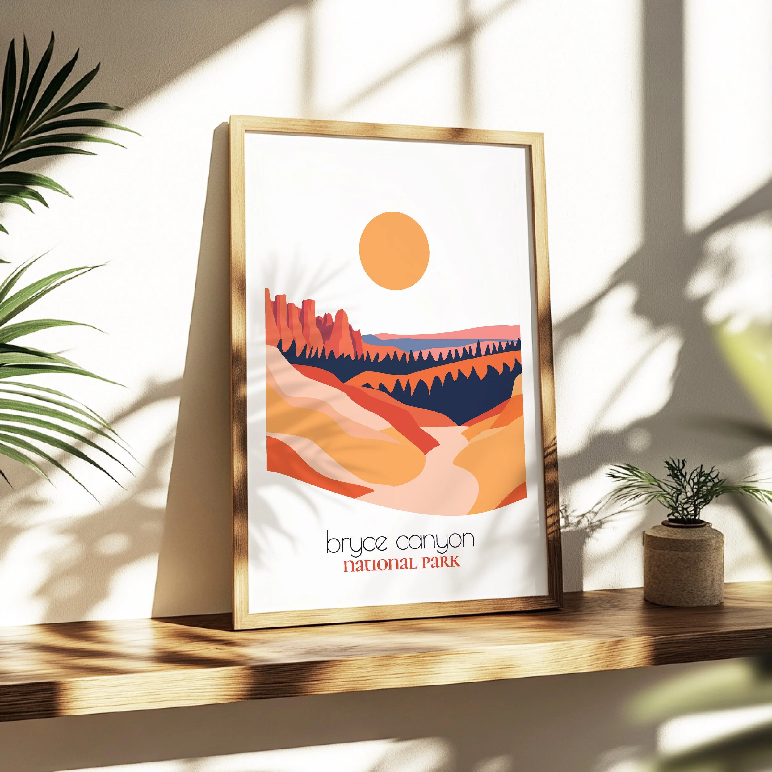 Bryce Canyon national park print - soothing minimalist nature wall art for bedroom