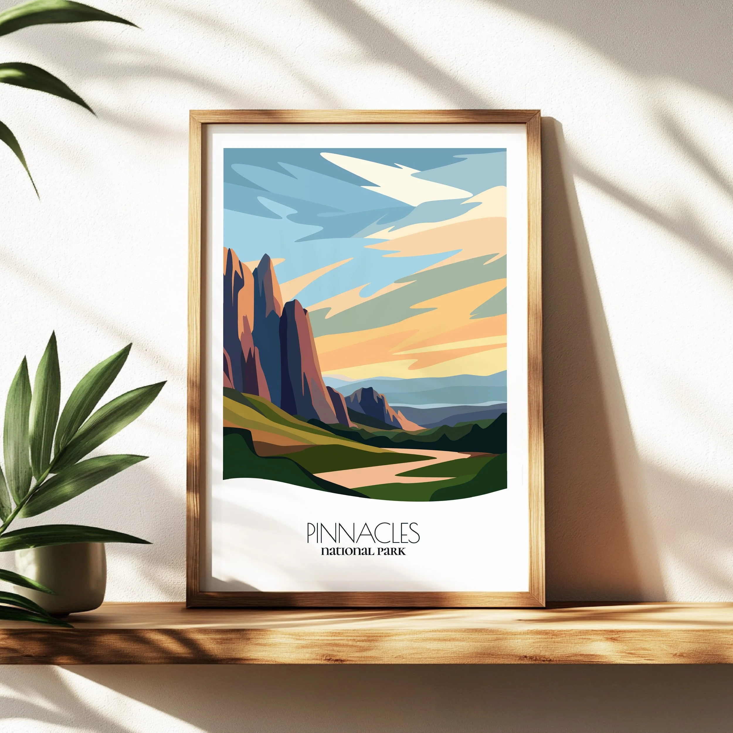 Wall art print of Pinnacles for interior decor; high quality print in California.