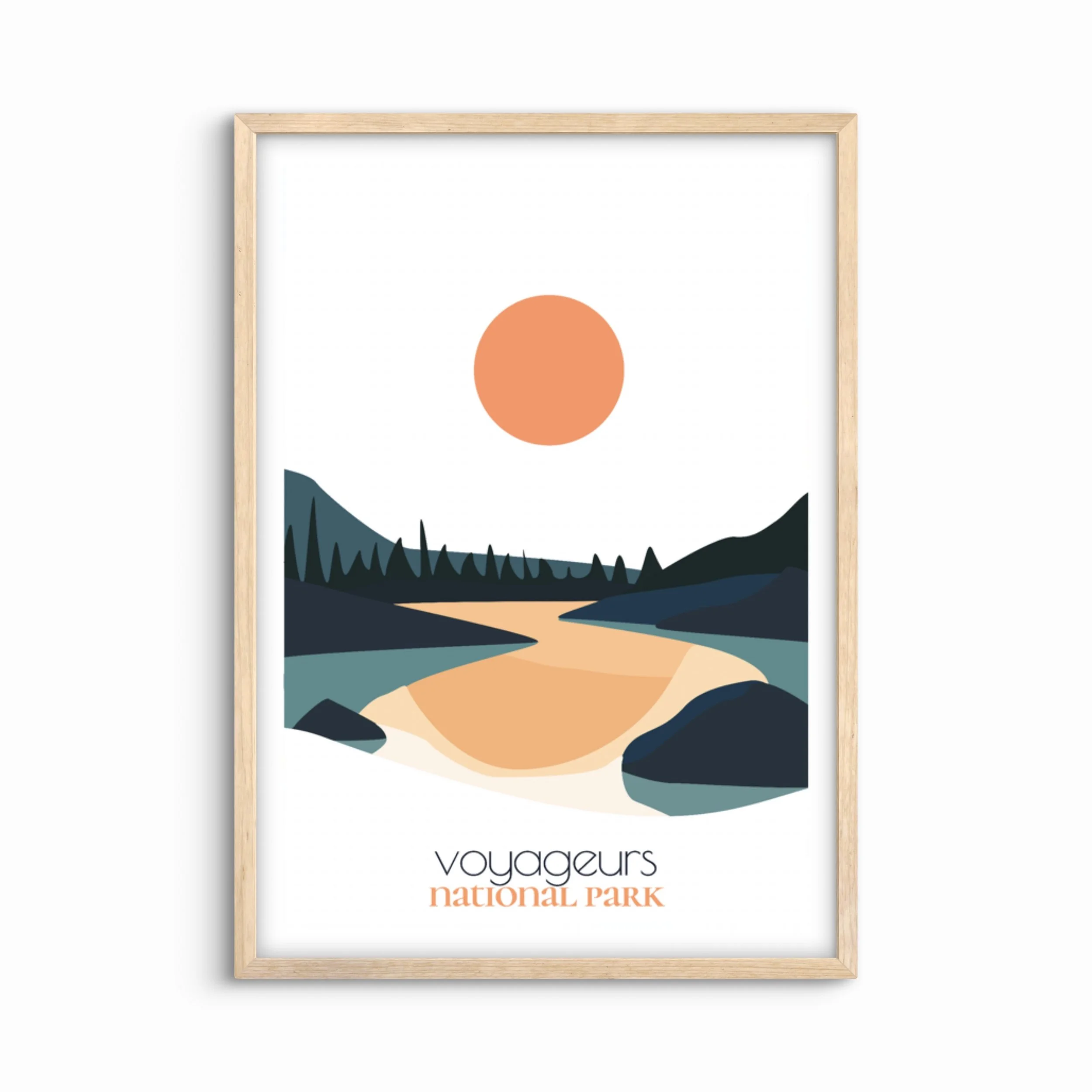 Minimalist voyageurs national park poster - modern travel wall art