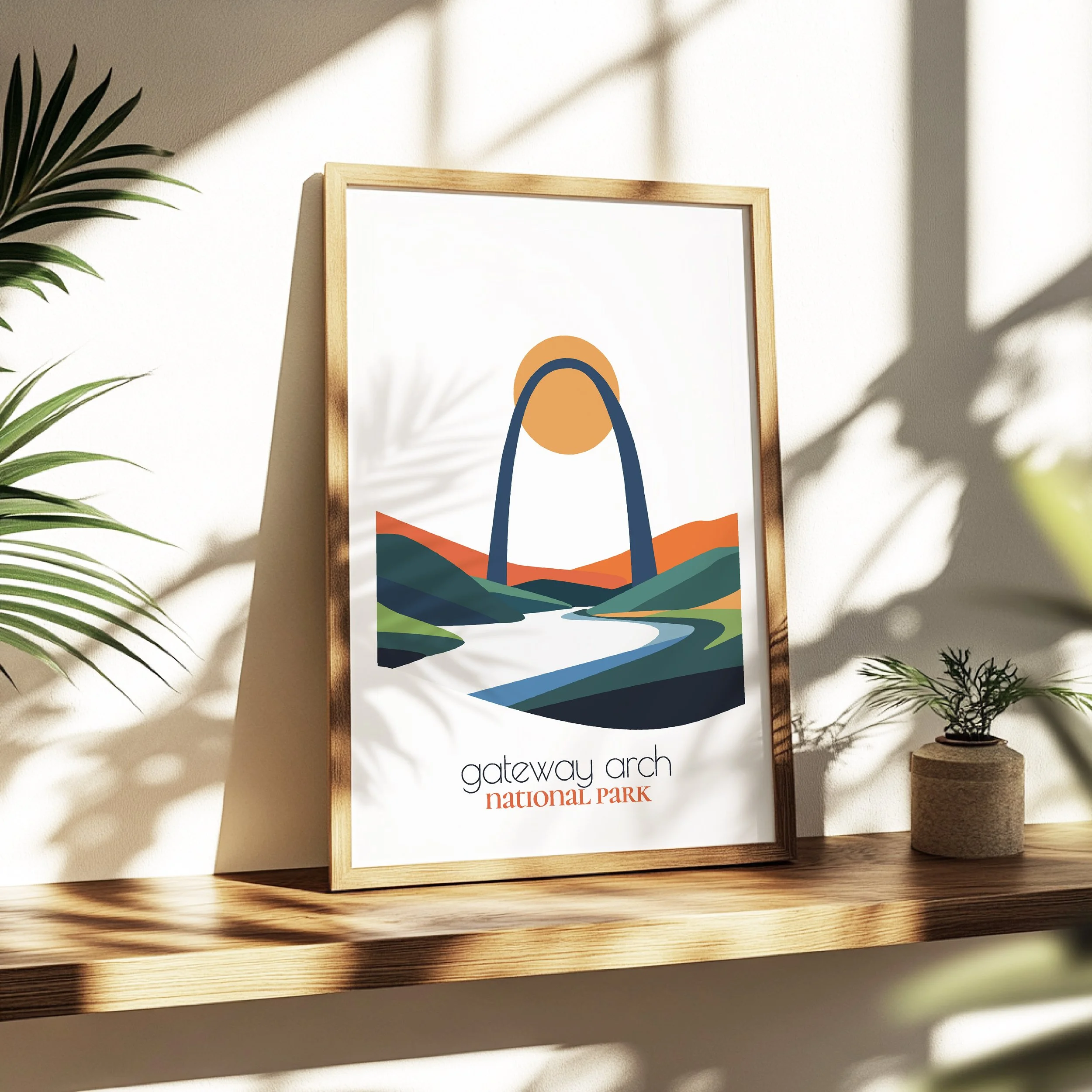 Gateway Arch national park print - soothing minimalist nature wall art for bedroom