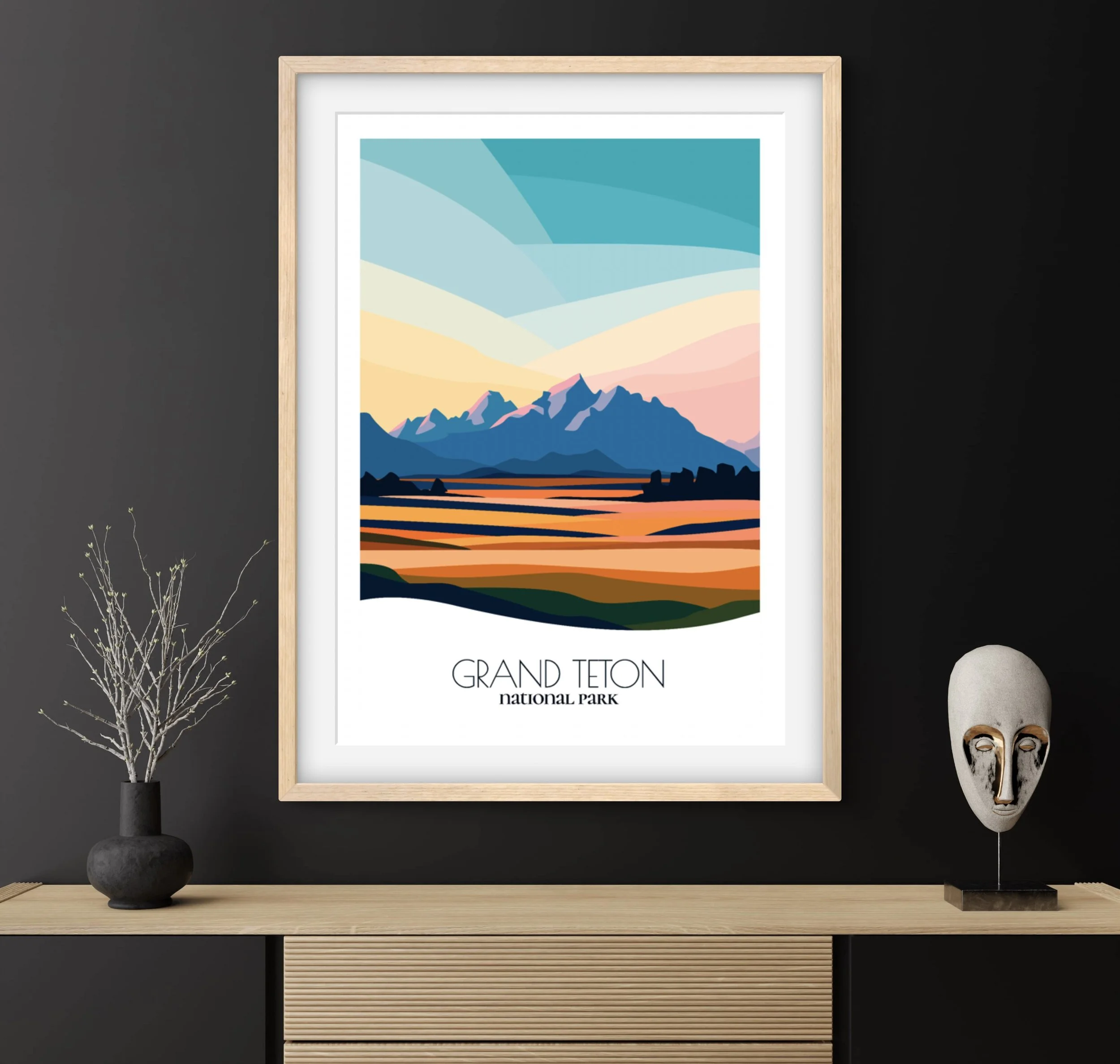 Travel gift idea: framed poster of Grand Teton National Park, ideal for adventure lovers.