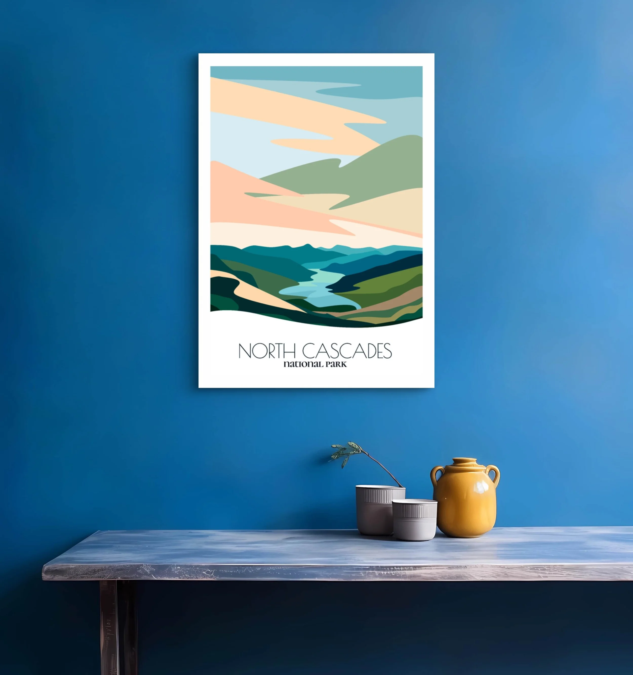 Travel gift idea: framed poster of north cascades, ideal for adventure lovers.