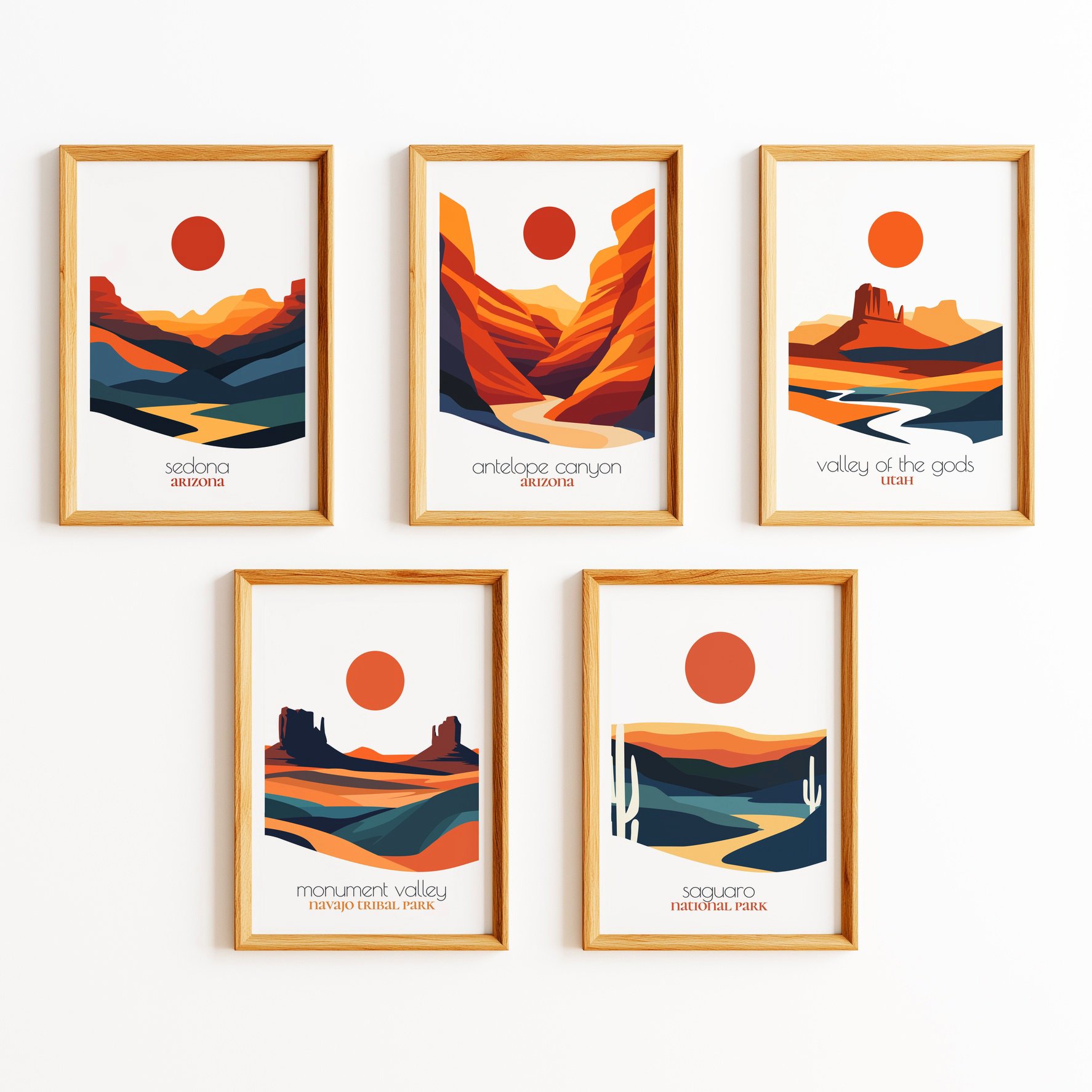 Set of 5 Desert Posters — Southwest Red Rock Wall Art.jpg