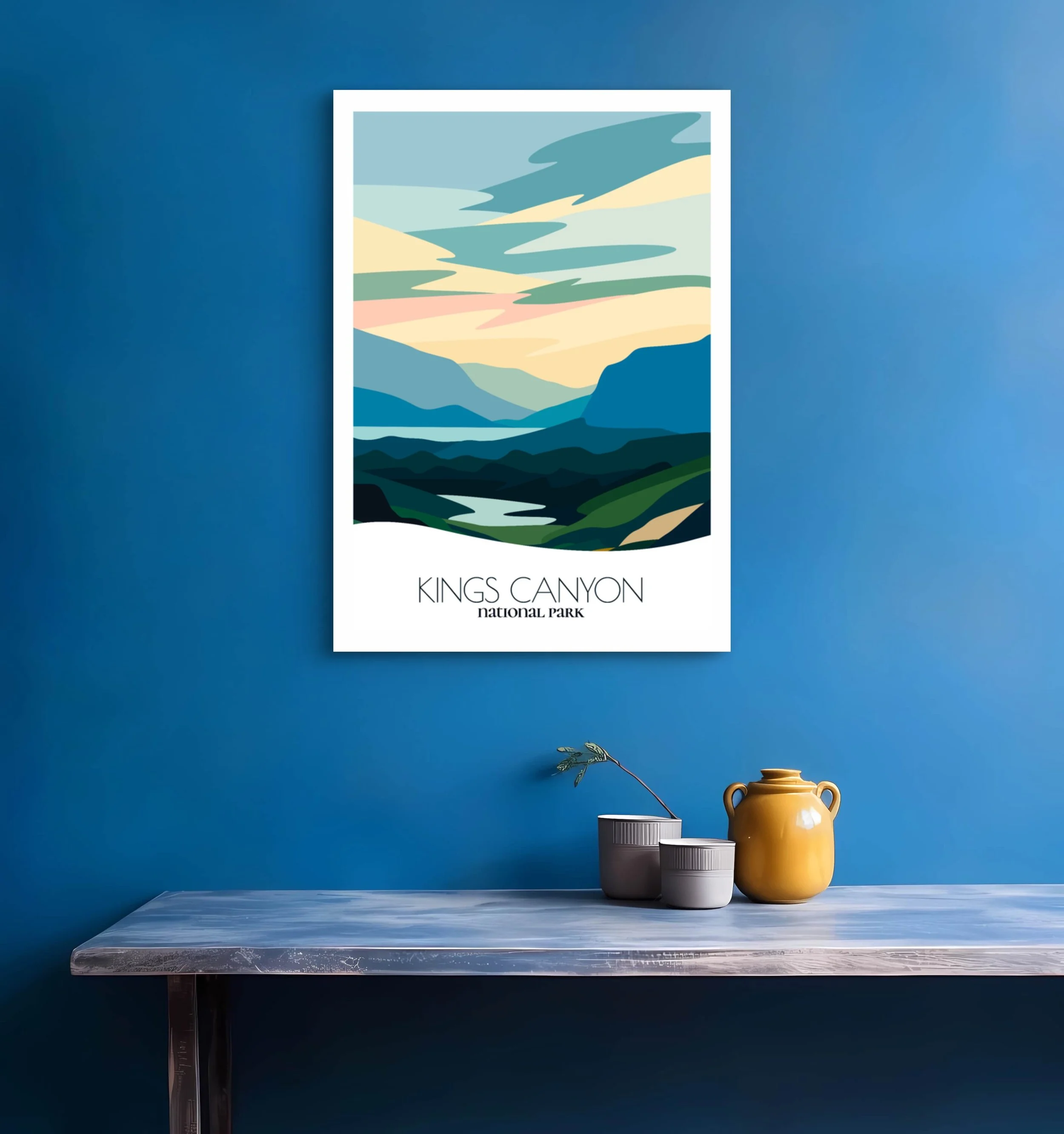 Travel gift idea: framed poster of Kings Canyon National Park, ideal for adventure lovers.