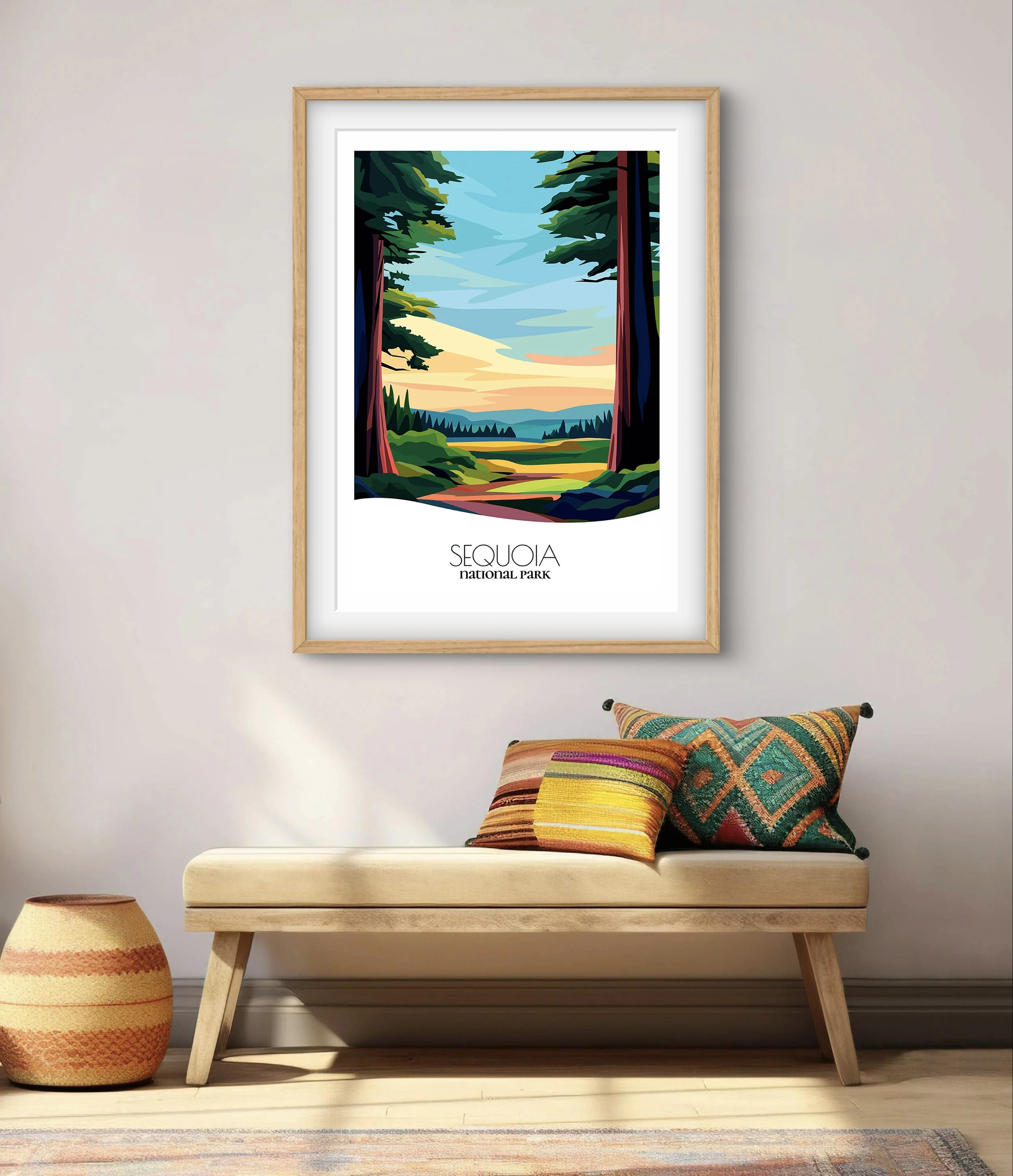 Modern minimalist art of Sequoia, versatile decor for home and office.
