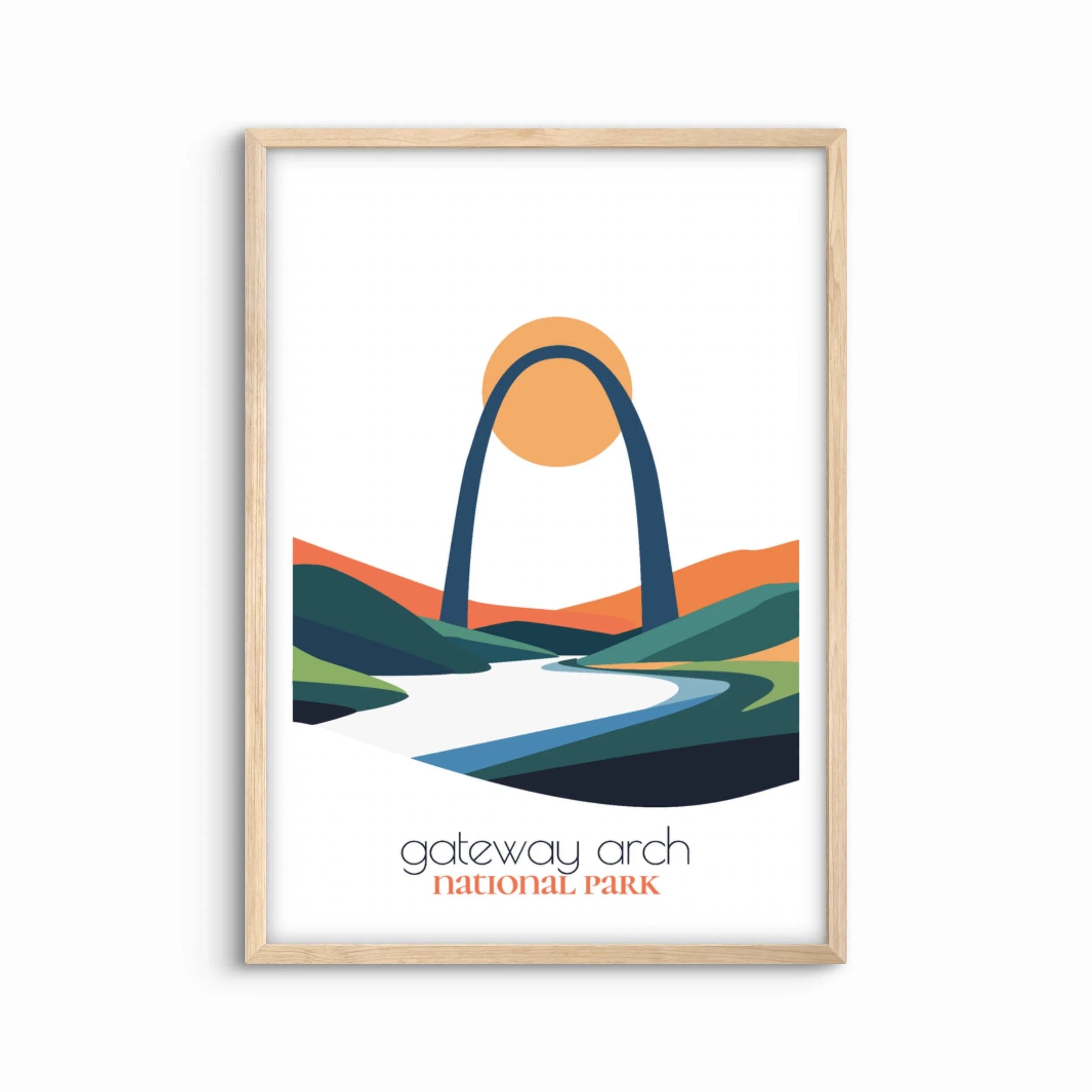 Minimalist Gateway Arch national park poster - modern travel wall art