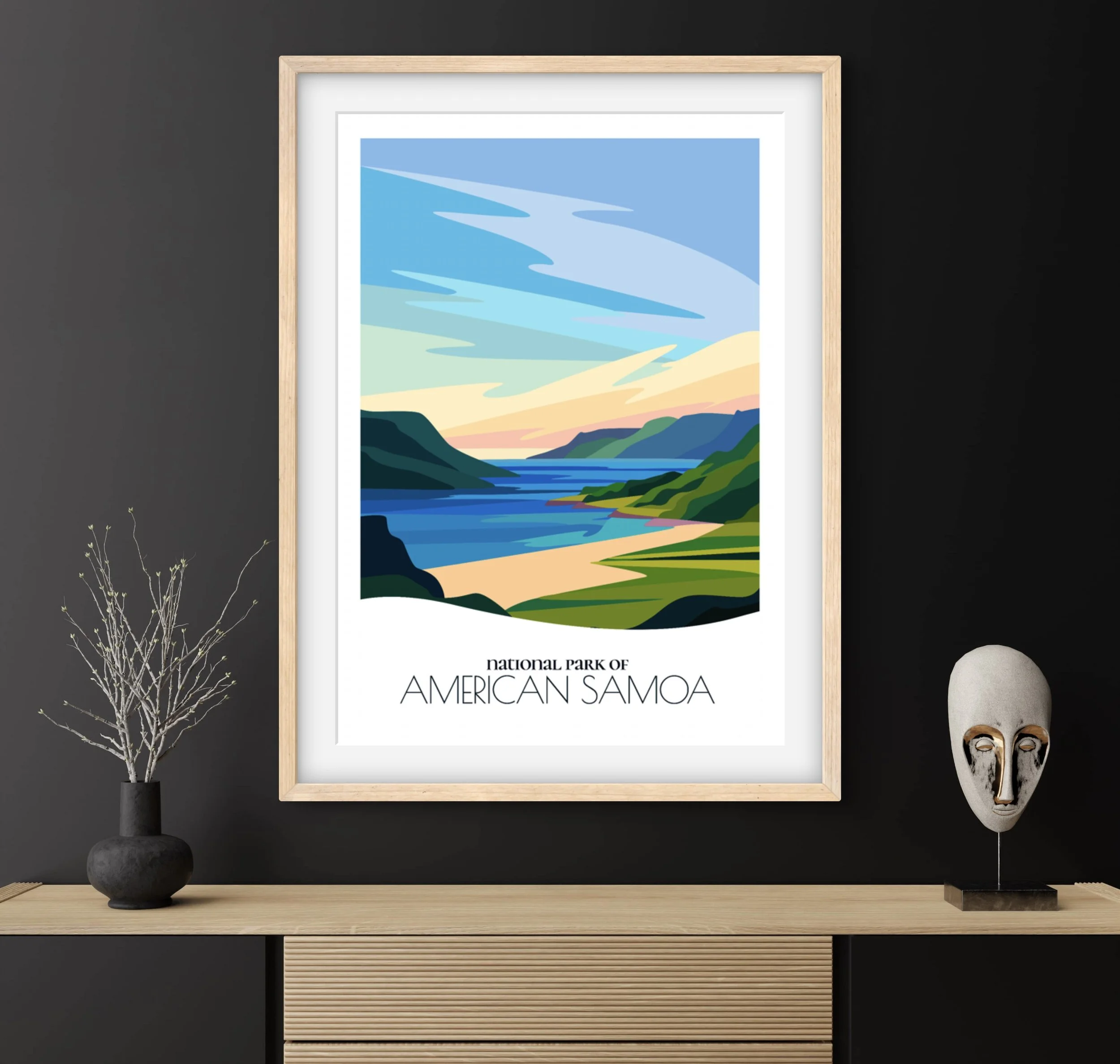 Travel gift idea: framed poster of National Park of American Samoa, ideal for adventure lovers.