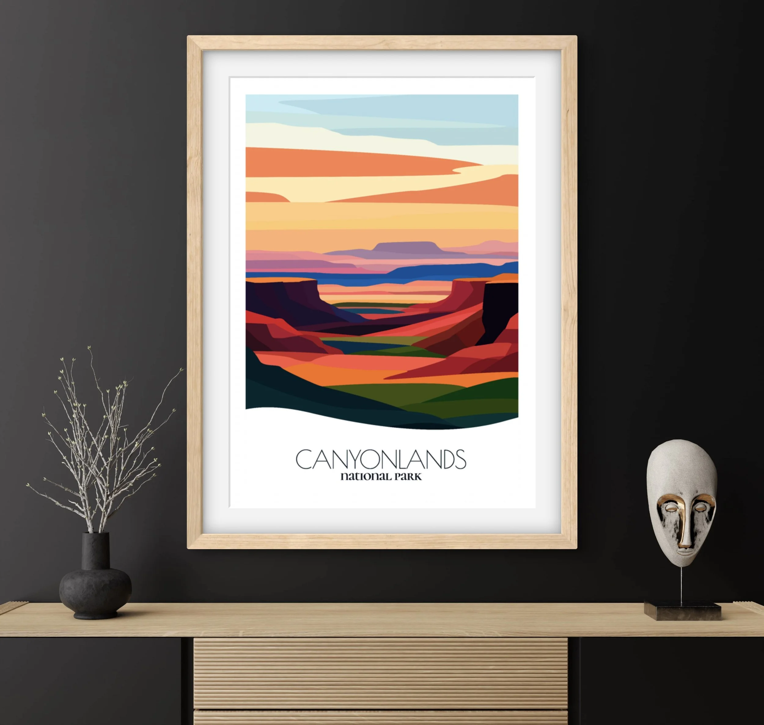 Travel gift idea: framed poster of Canyonlands National Park, ideal for adventure lovers.