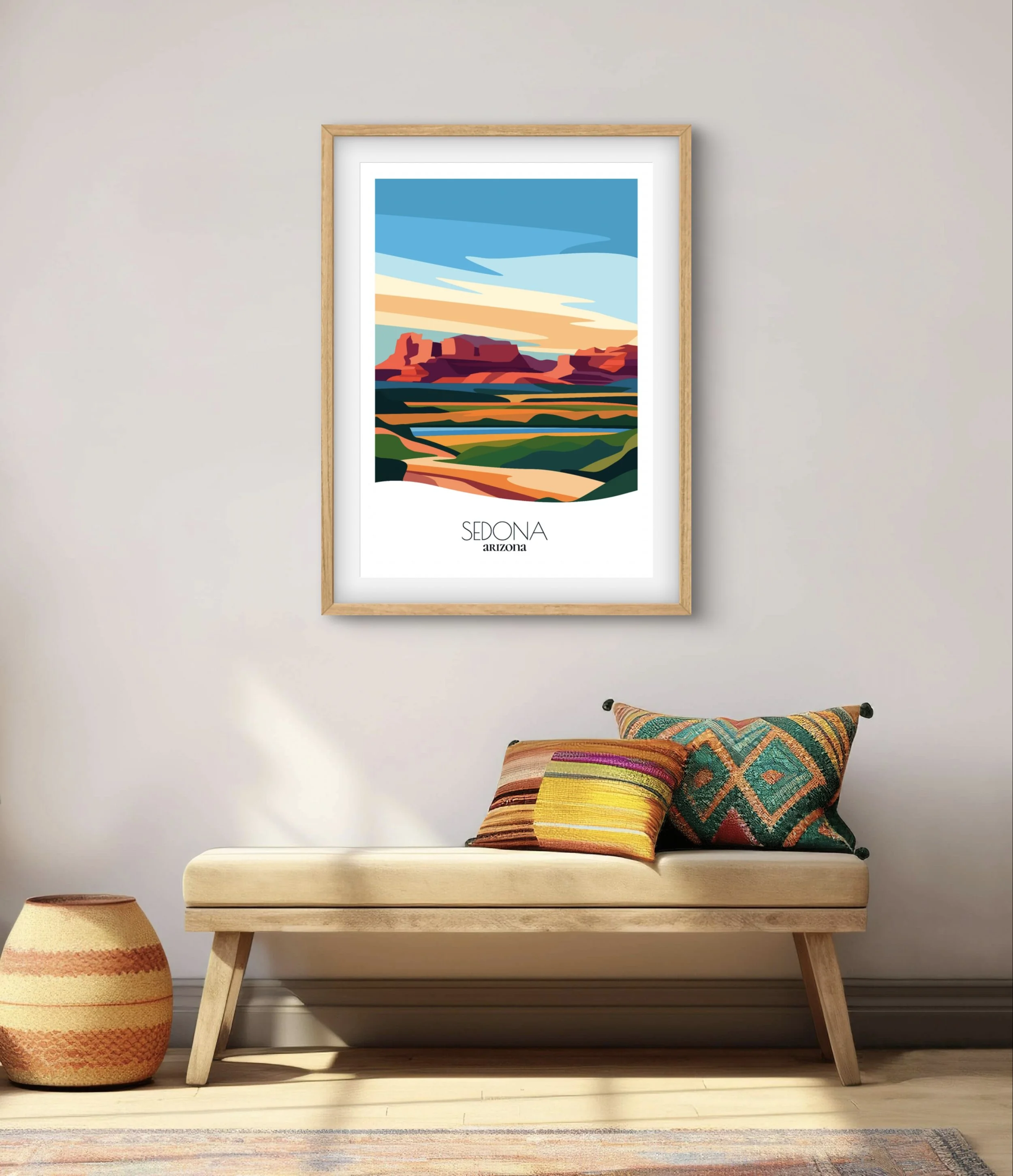 Modern minimalist art of Sedona, versatile decor for home and office.